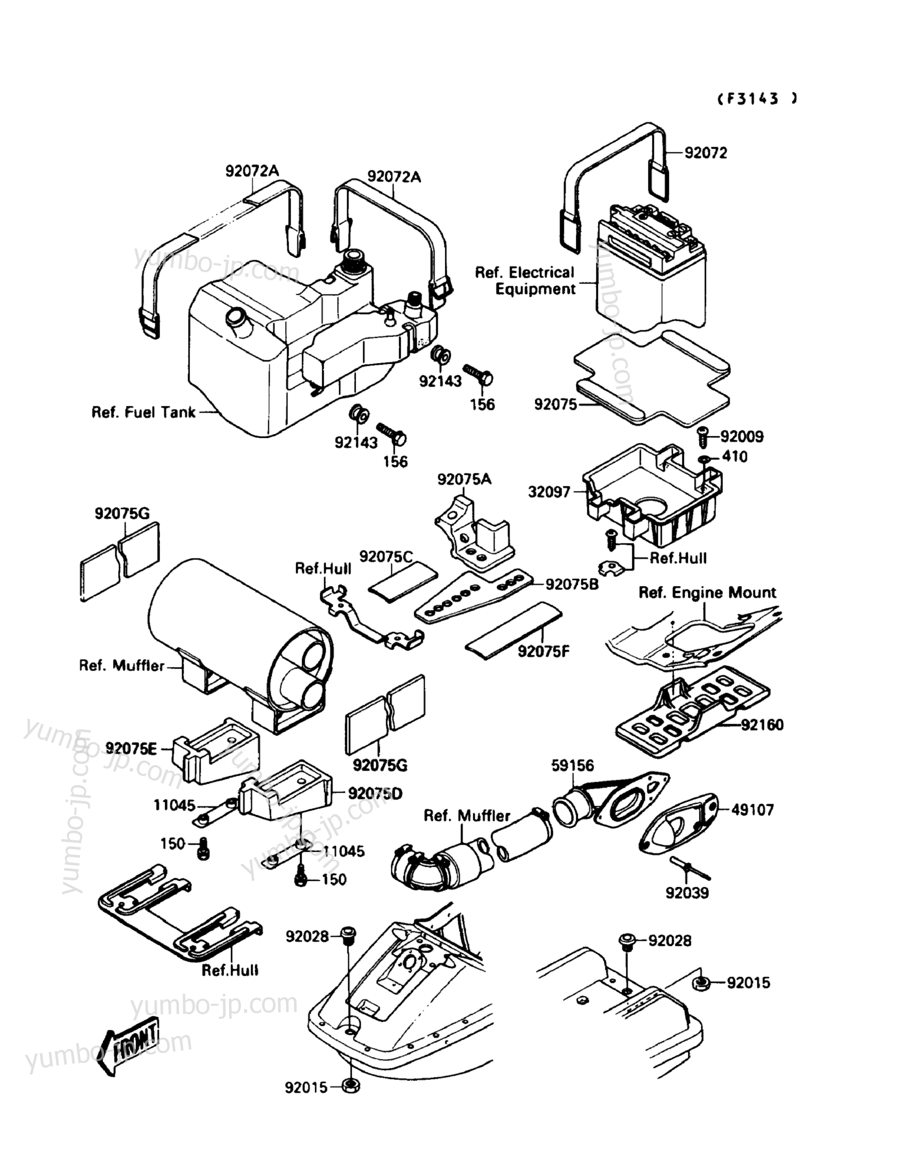 Hull Fittings для гидроциклов KAWASAKI JET SKI 650SX (JS650-A3) 1989 г.