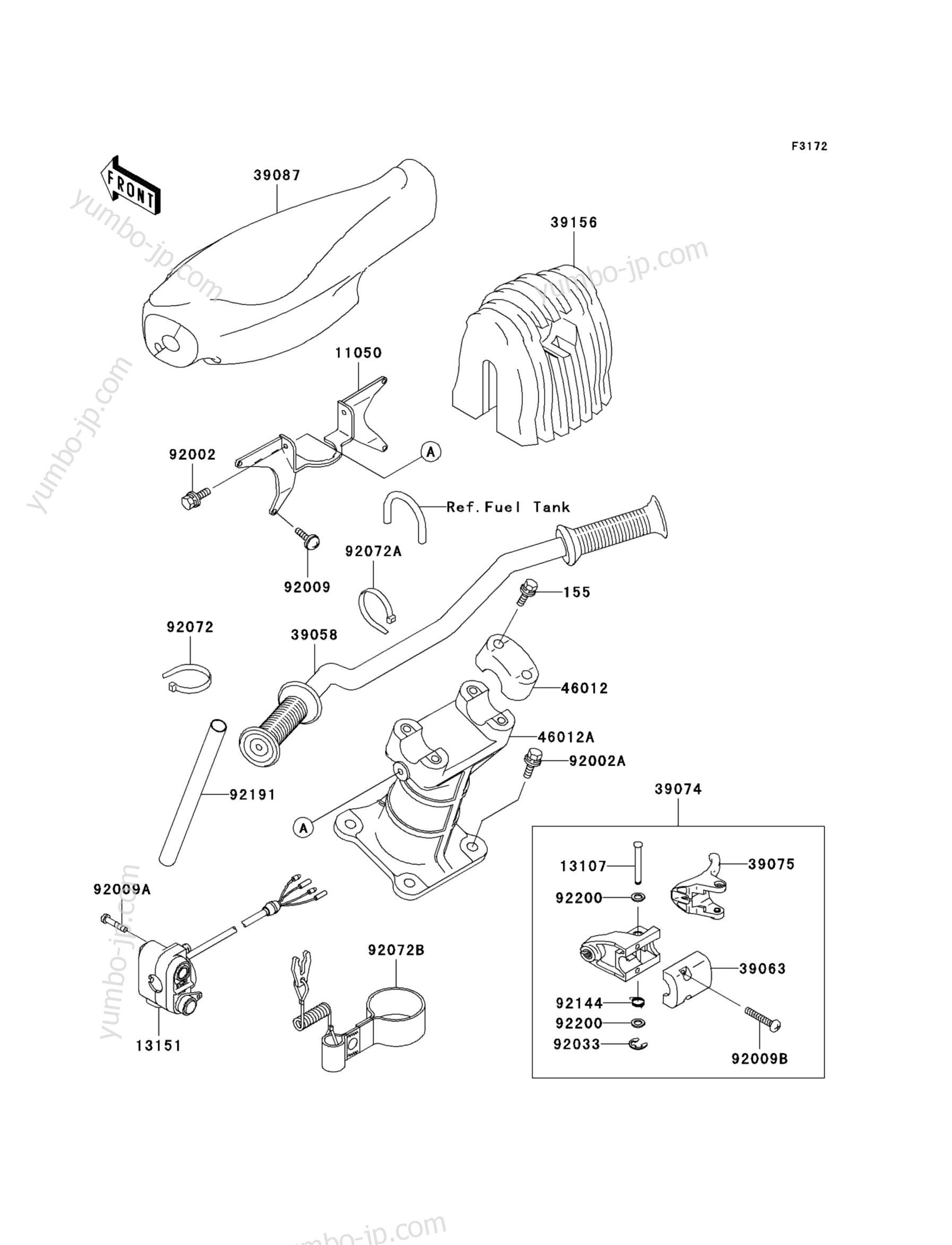 Румпель (рукоятка управления) для гидроциклов KAWASAKI JET SKI 1200 STX-R (JT1200-A2) 2003 г.