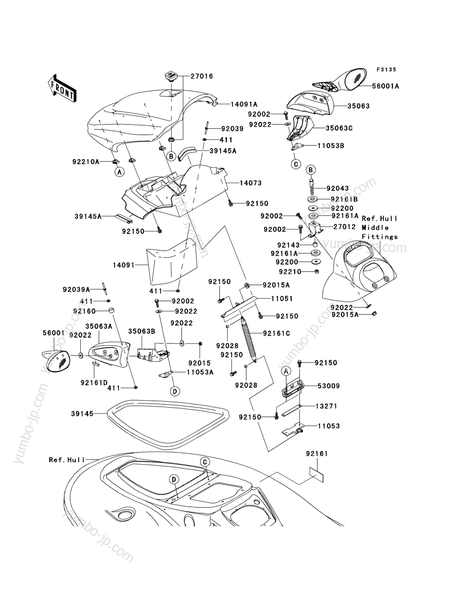 Hull Front Fittings для гидроциклов KAWASAKI JET SKI STX-12F (JT1200-D1) 2005 г.
