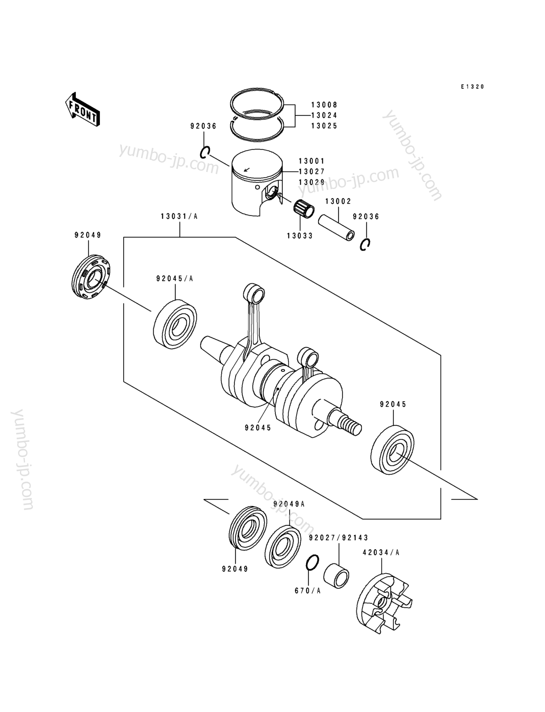 Crankshaft/Piston(s) для гидроциклов KAWASAKI JET SKI TS (JF650-B4) 1992 г.