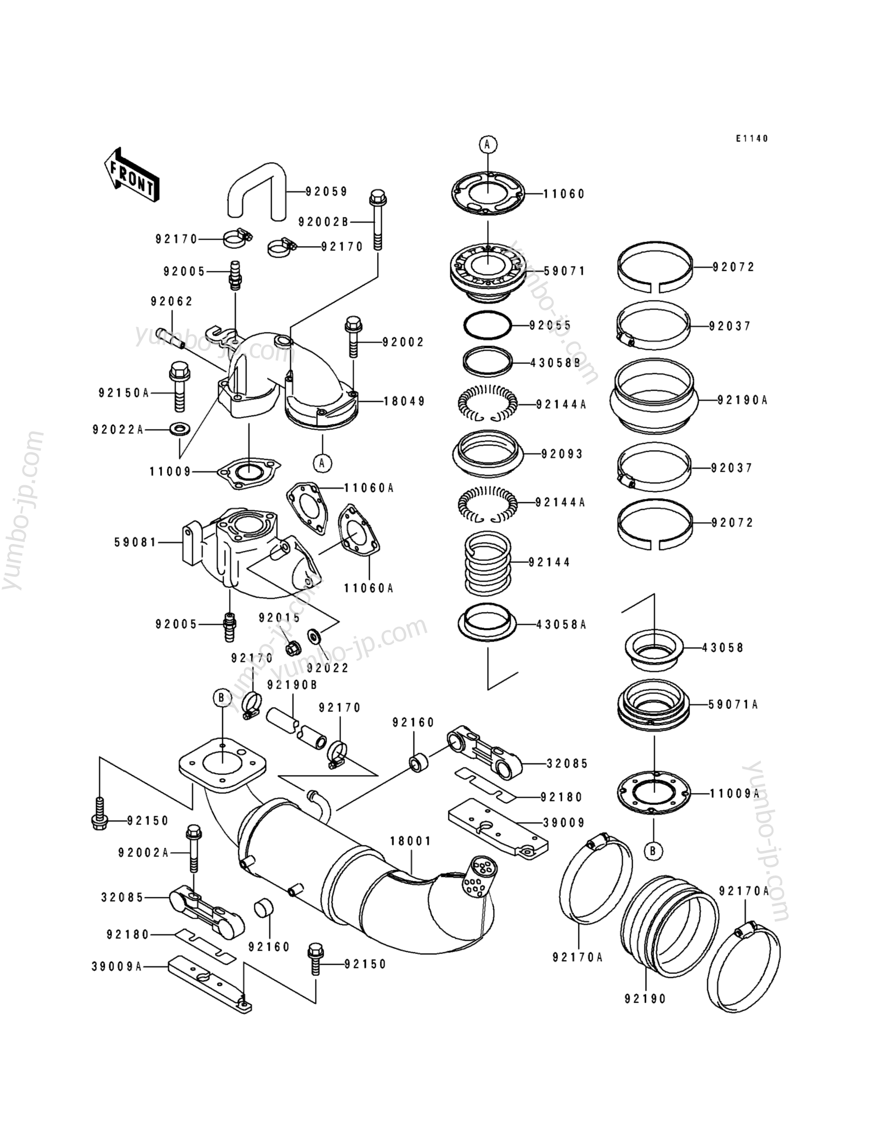 Muffler(s) для гидроциклов KAWASAKI JET SKI TS (JF650-B5) 1993 г.