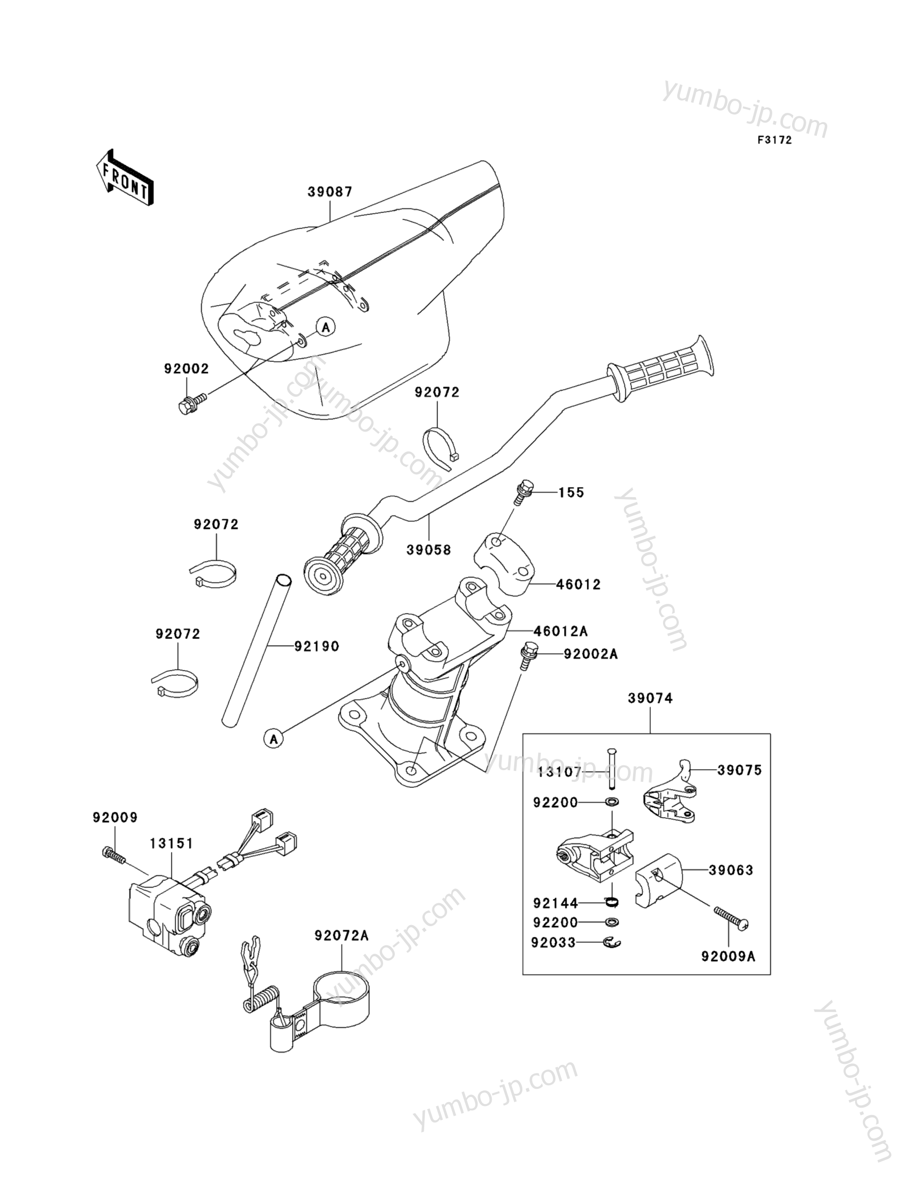 Румпель (рукоятка управления) для гидроциклов KAWASAKI JET SKI 750 STX (JT750-C1) 1998 г.
