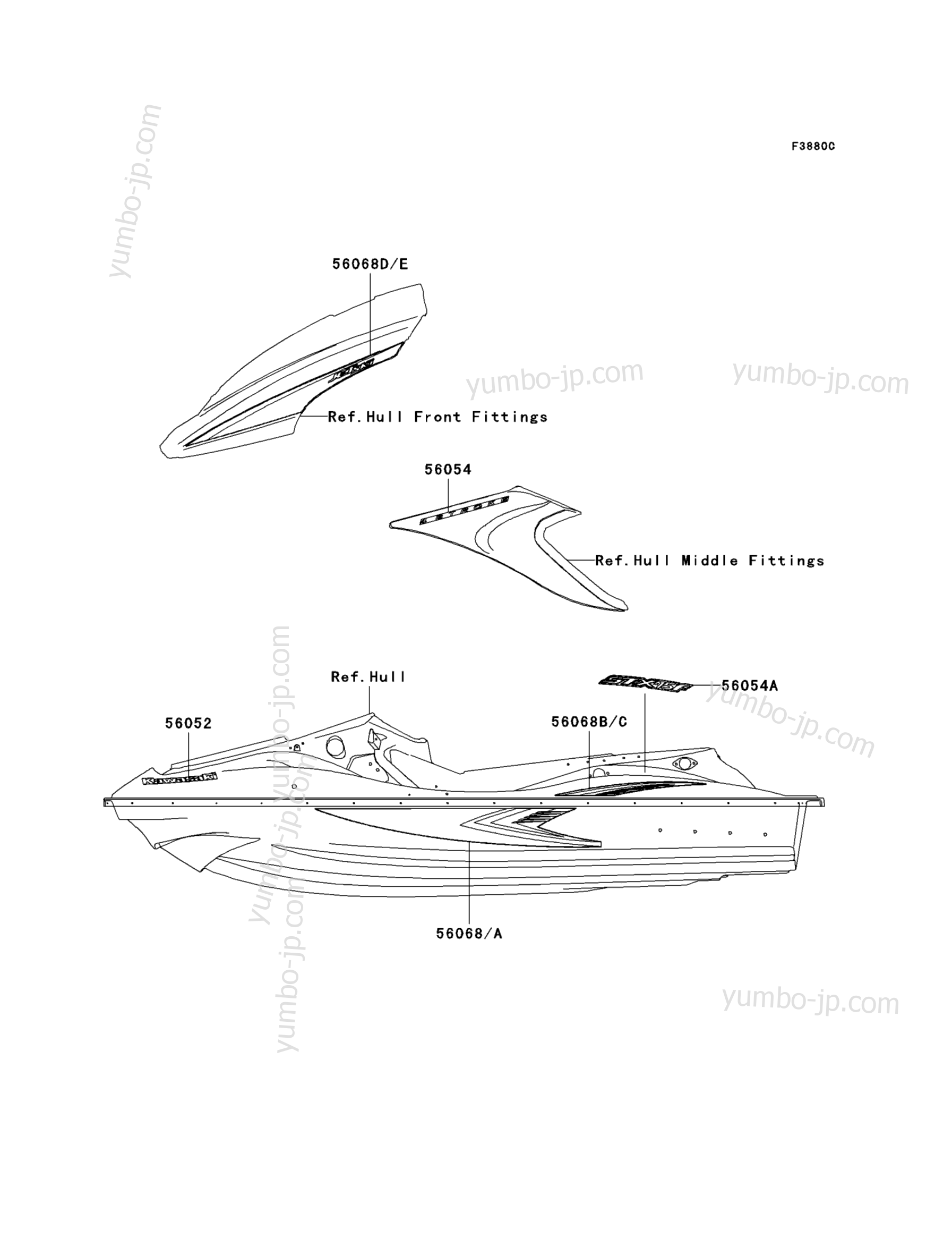 Decals(F.Red)(A8F)(US) for watercrafts KAWASAKI JET SKI STX-15F (JT1500A8F) 2008 year