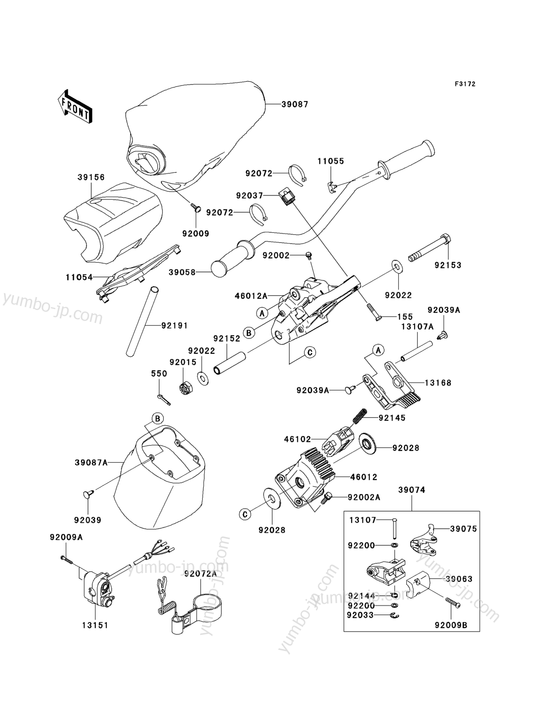 Румпель (рукоятка управления) для гидроциклов KAWASAKI JET SKI ULTRA 250X (JT1500B7F) 2007 г.