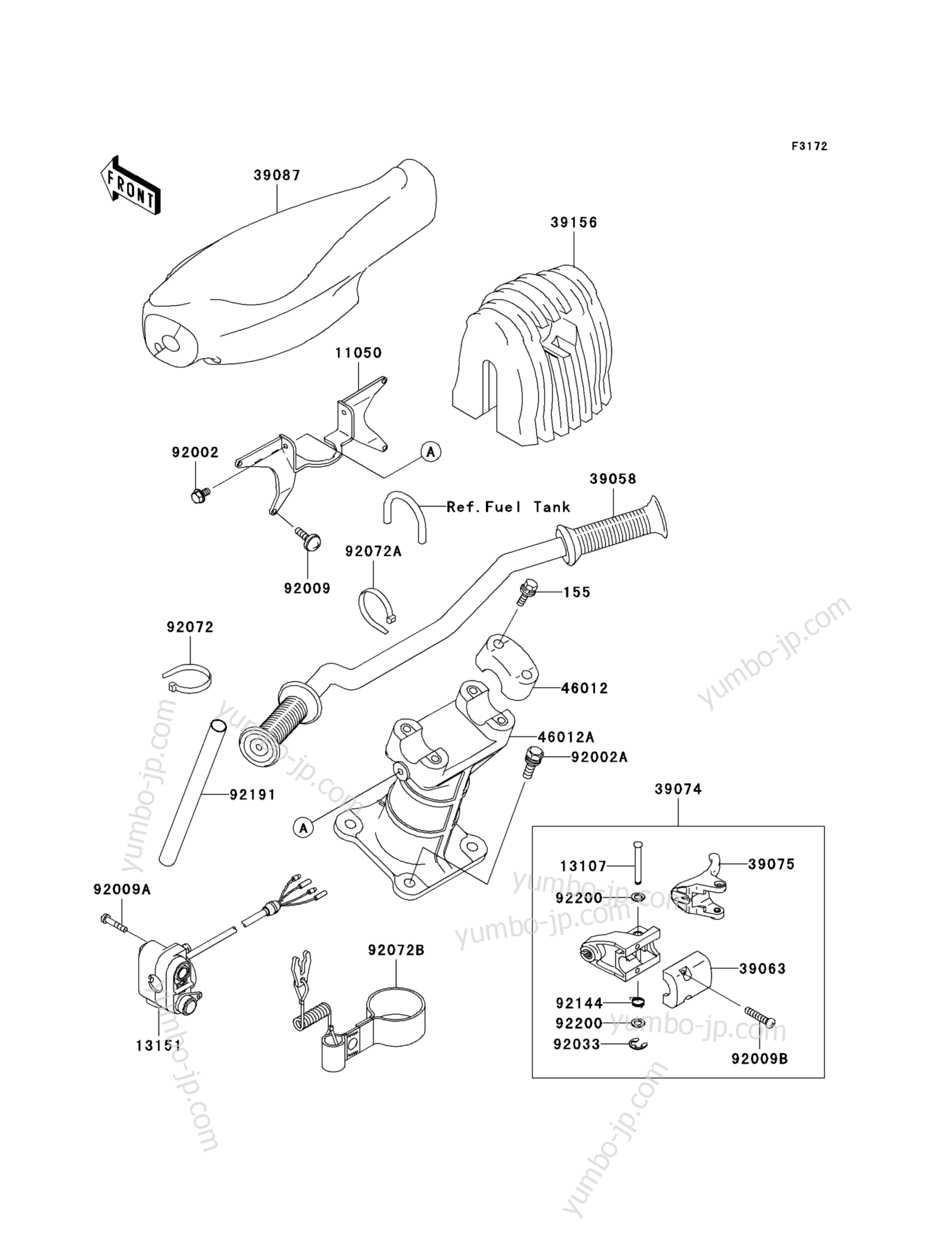 Румпель (рукоятка управления) для гидроциклов KAWASAKI JET SKI 1100 STX D.I. (JT1100-G1) 2003 г.