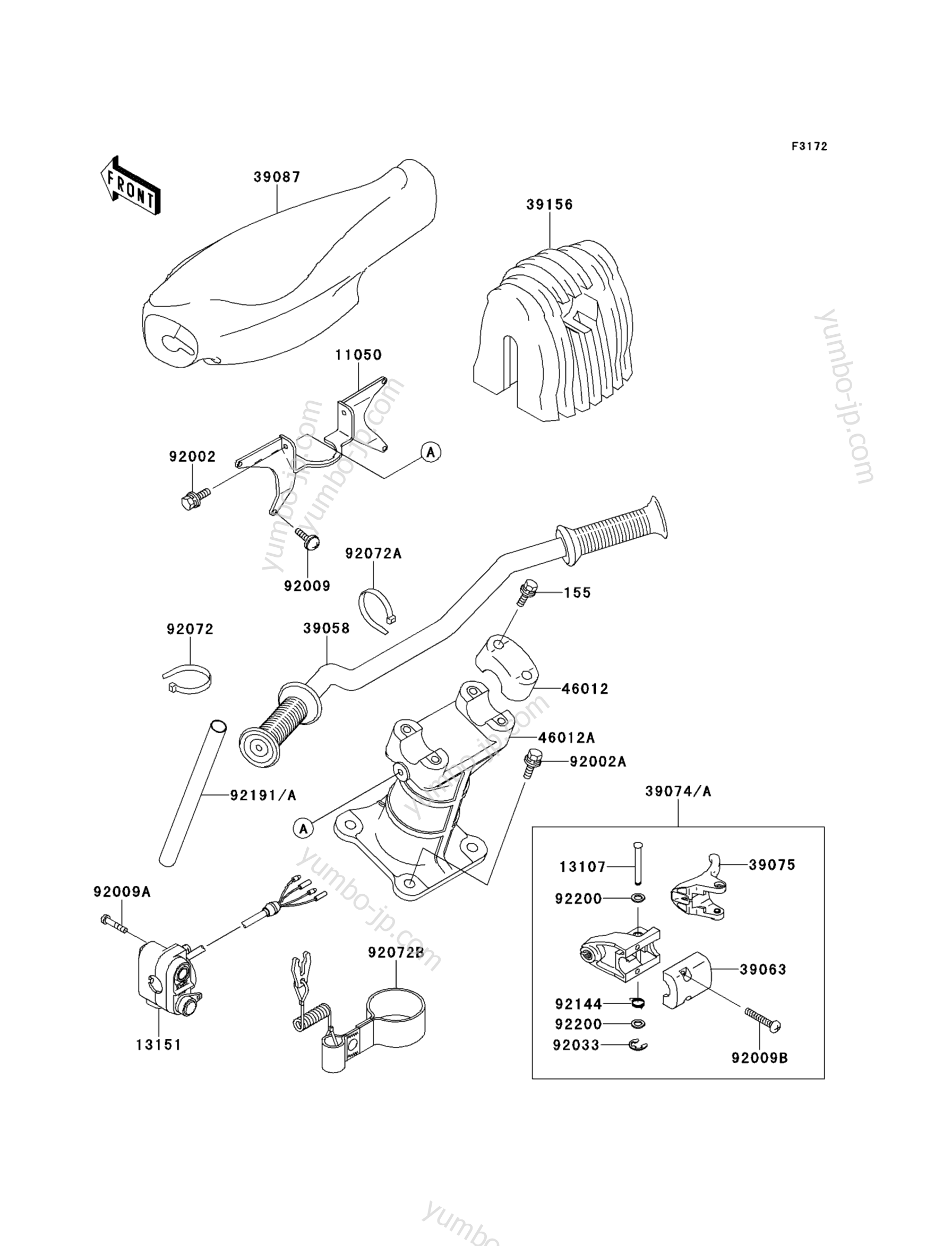 Румпель (рукоятка управления) для гидроциклов KAWASAKI JET SKI 900 STX (JT900-B2) 2000 г.