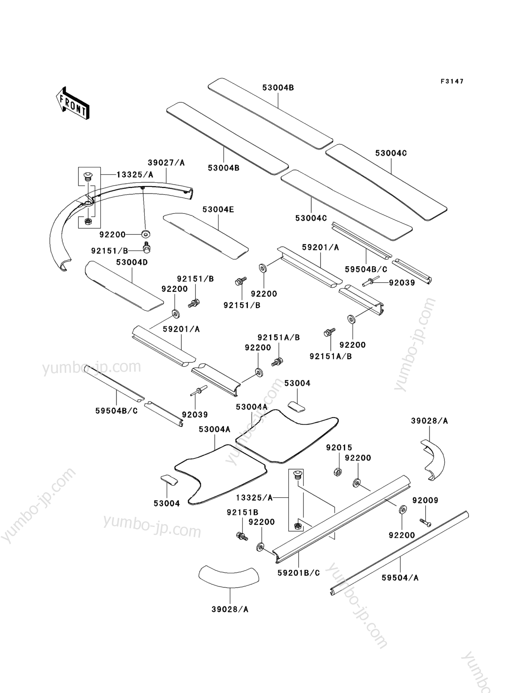 Pads для гидроциклов KAWASAKI JET SKI 1100 STX (JT1100-B2) 1999 г.