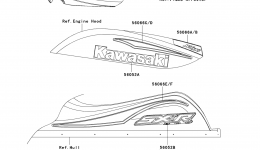 Decals(Green)(A2) для гидроцикла KAWASAKI JET SKI 800 SX-R (JS800-A2)2004 г. 