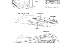 Decals(White)(A1) для гидроцикла KAWASAKI JET SKI 800 SX-R (JS800-A1)2003 г. 