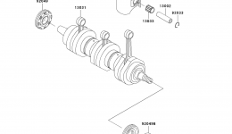 Crankshaft/Piston(s) для гидроцикла KAWASAKI JET SKI ULTRA 130 D.I. (JH1100-B4)2004 г. 