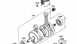 Crankshaft/Piston(s) для гидроцикла KAWASAKI JET SKI TS (JF650-B1)1989 г. 