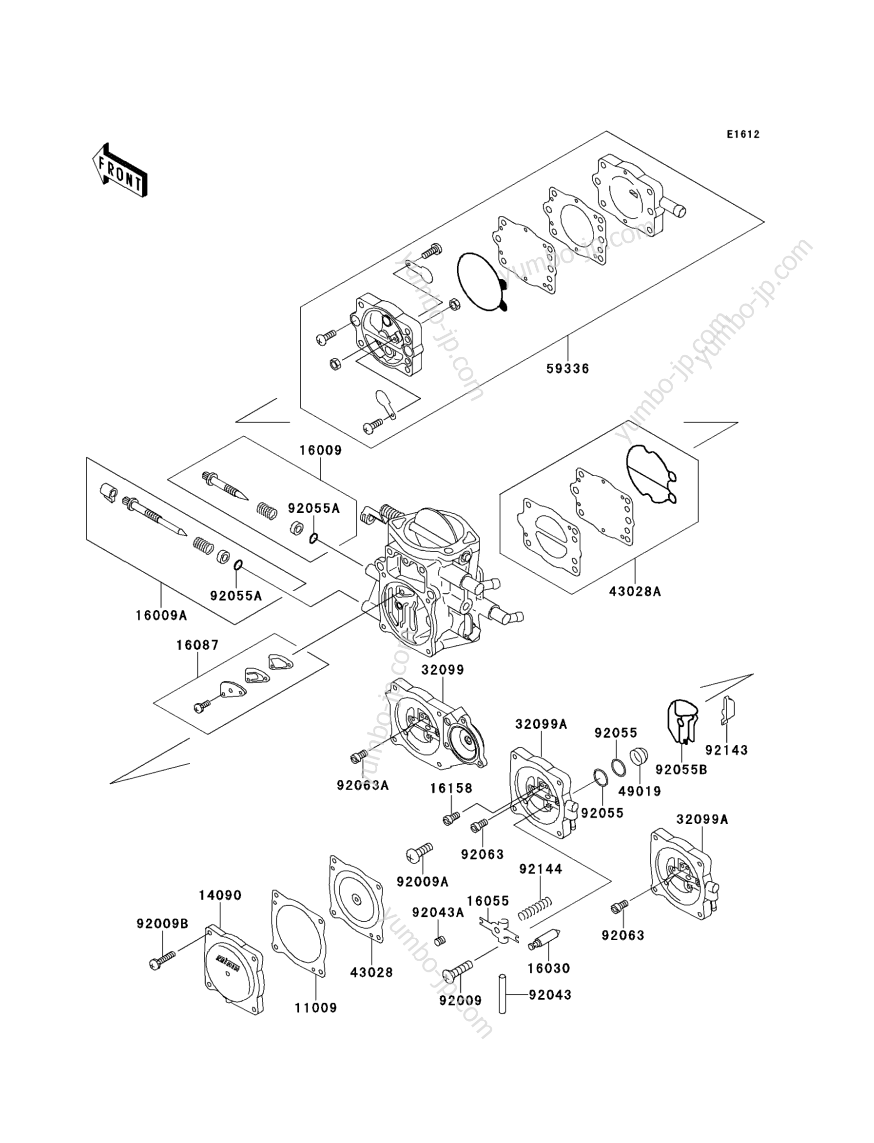 CARBURETOR PARTS для гидроциклов KAWASAKI JET SKI 1100 STX (JT1100-A1) 1997 г.