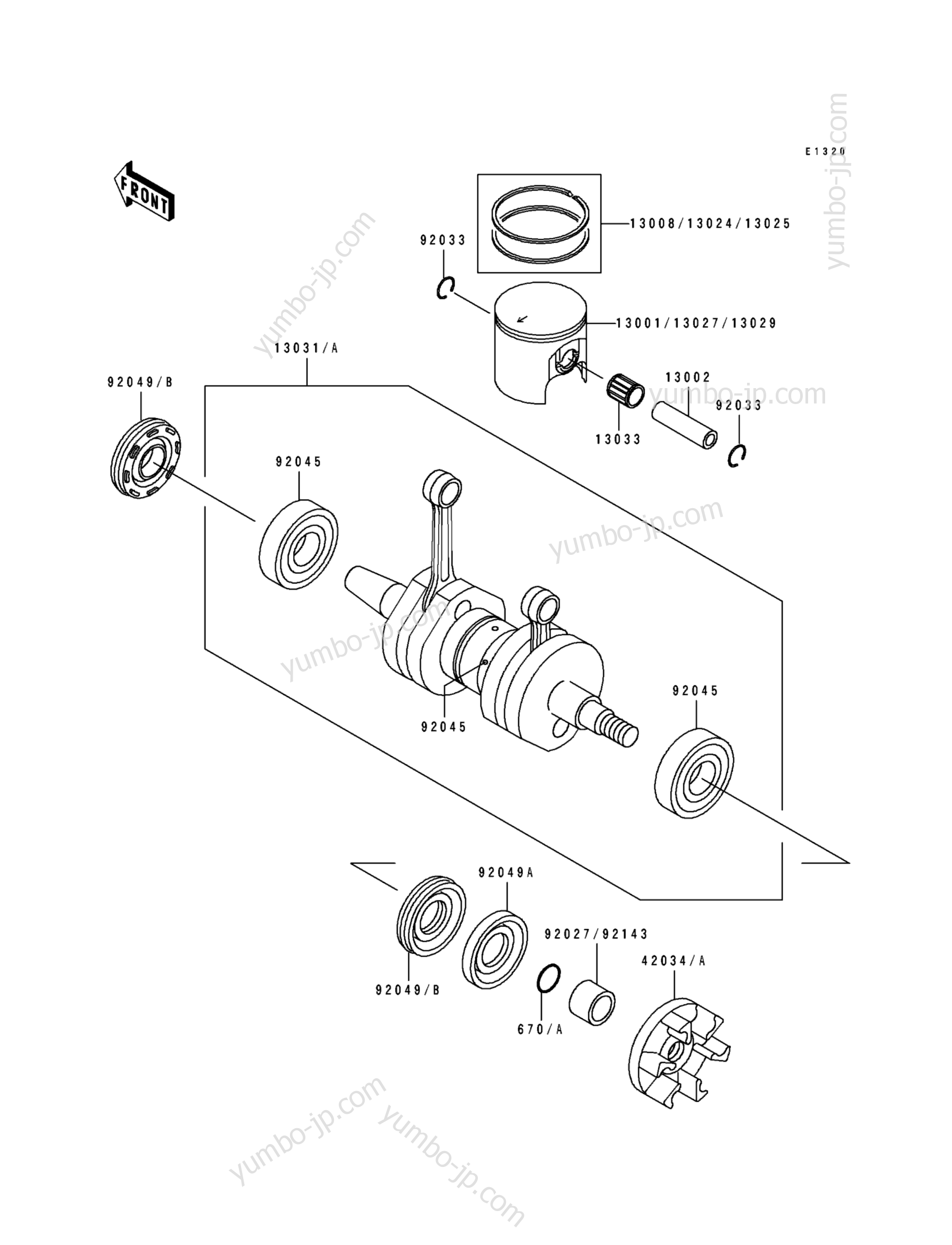 Crankshaft/Piston(s) для гидроциклов KAWASAKI JET SKI SS (JH750-A2) 1993 г.
