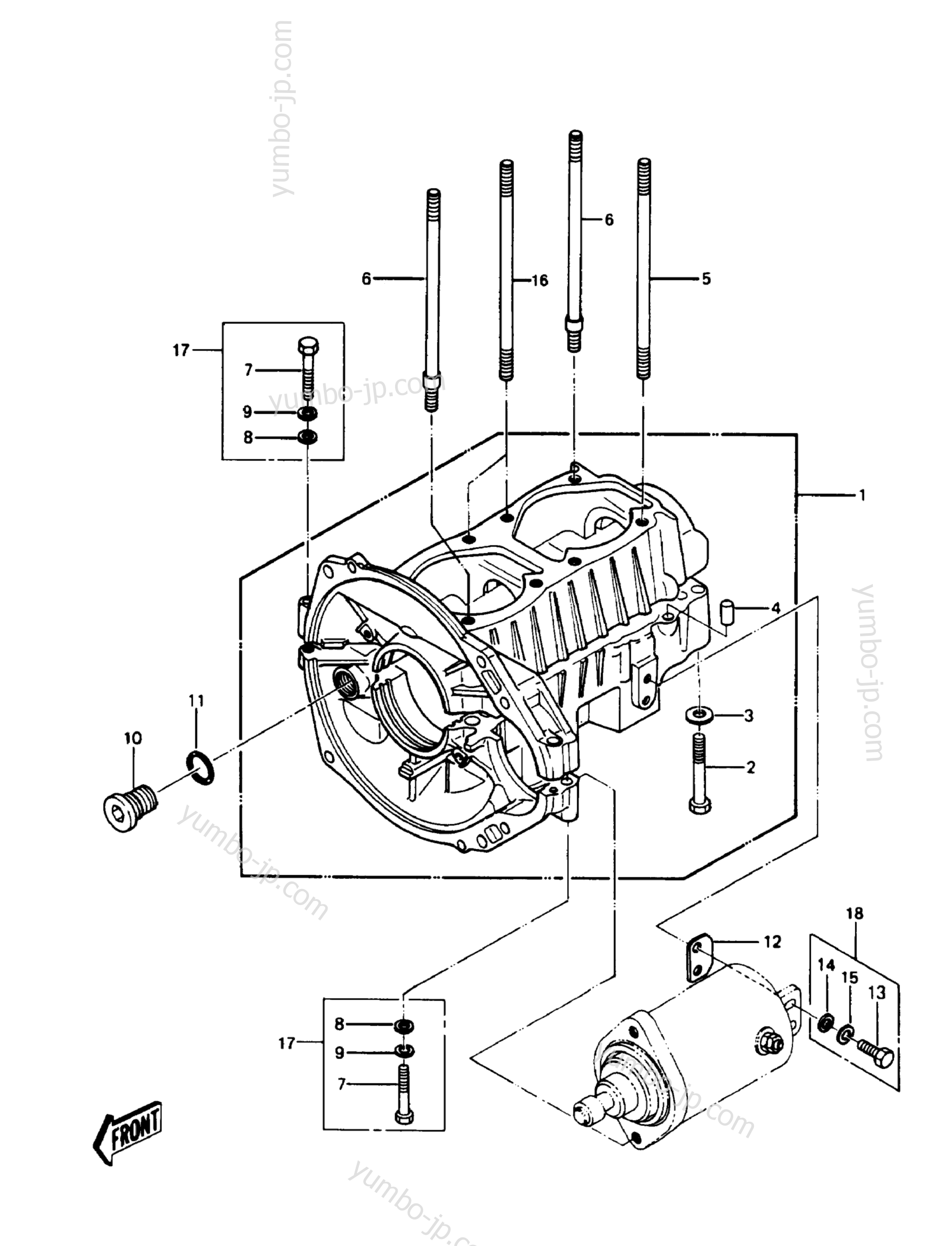 Крышка картера для гидроциклов KAWASAKI JST SKI 550 (JS550-A7) 1988 г.