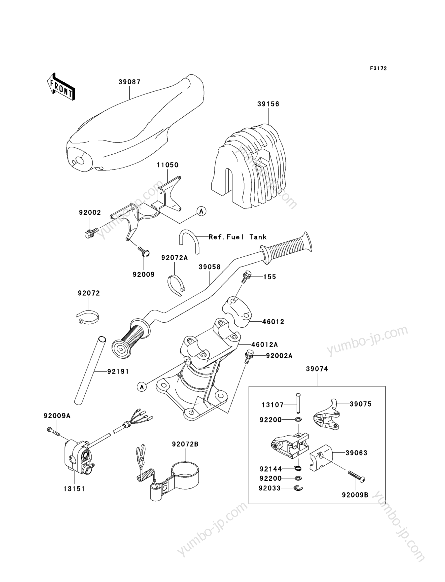 Румпель (рукоятка управления) для гидроциклов KAWASAKI JET SKI 1100 STX D.I. (JT1100-C1) 2000 г.