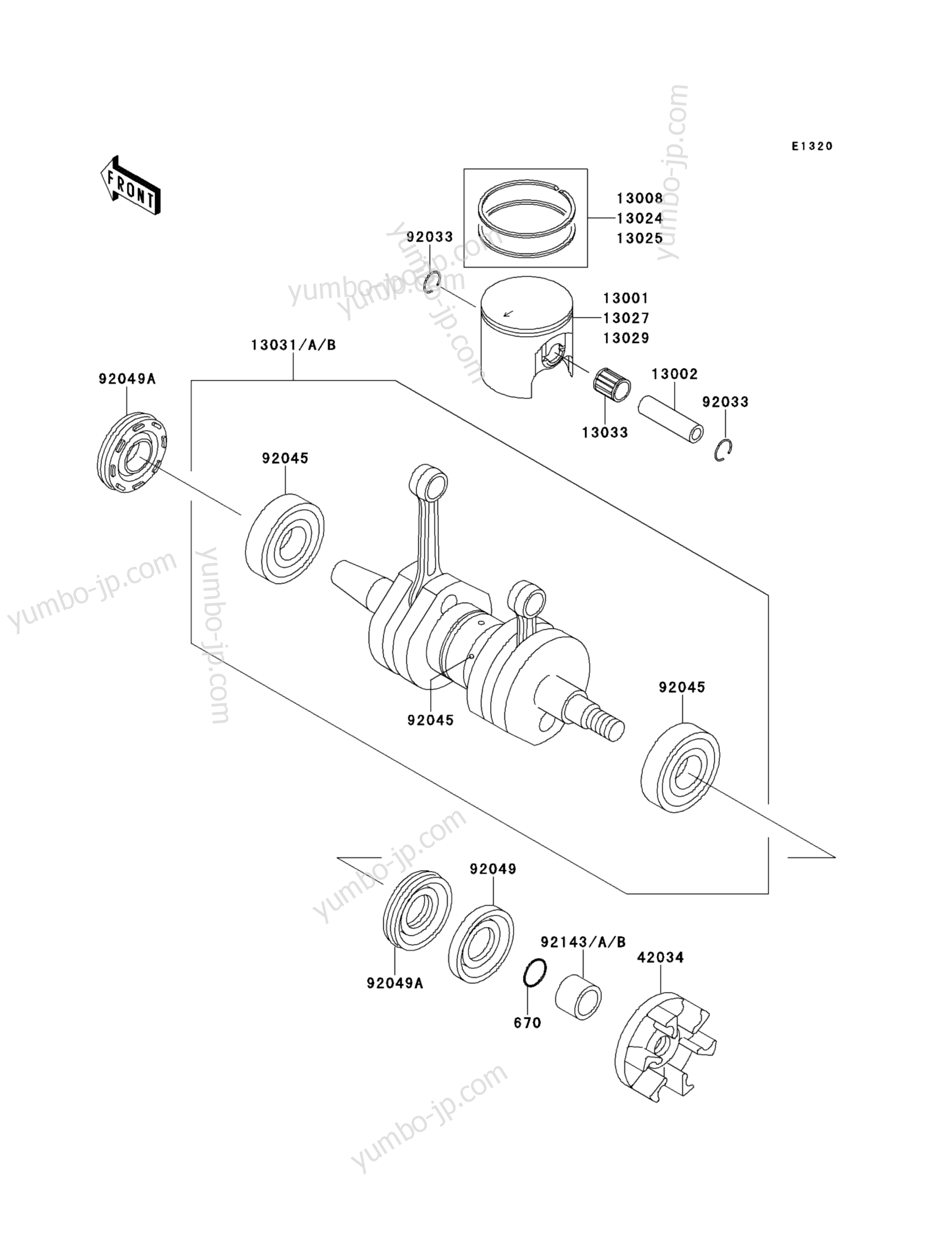Crankshaft/Piston(s) для гидроциклов KAWASAKI JET SKI 750SXI (JS750-B2) 1996 г.