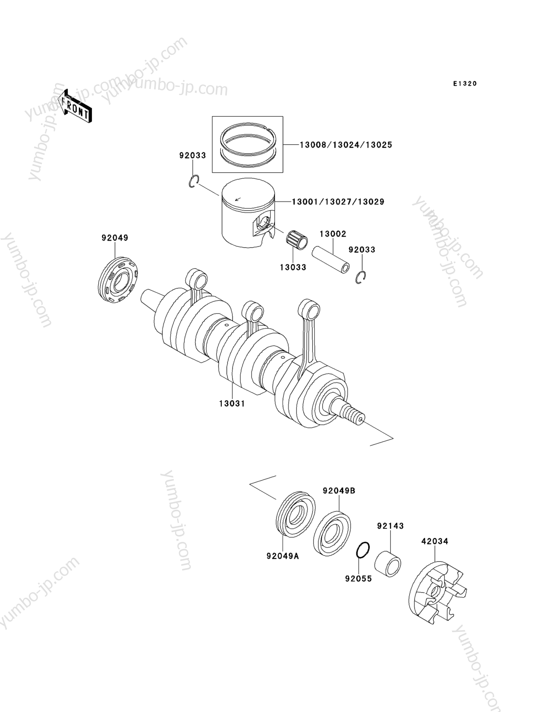 Crankshaft/Piston(s) для гидроциклов KAWASAKI JET SKI 900 STX (JT900-B1) 1999 г.