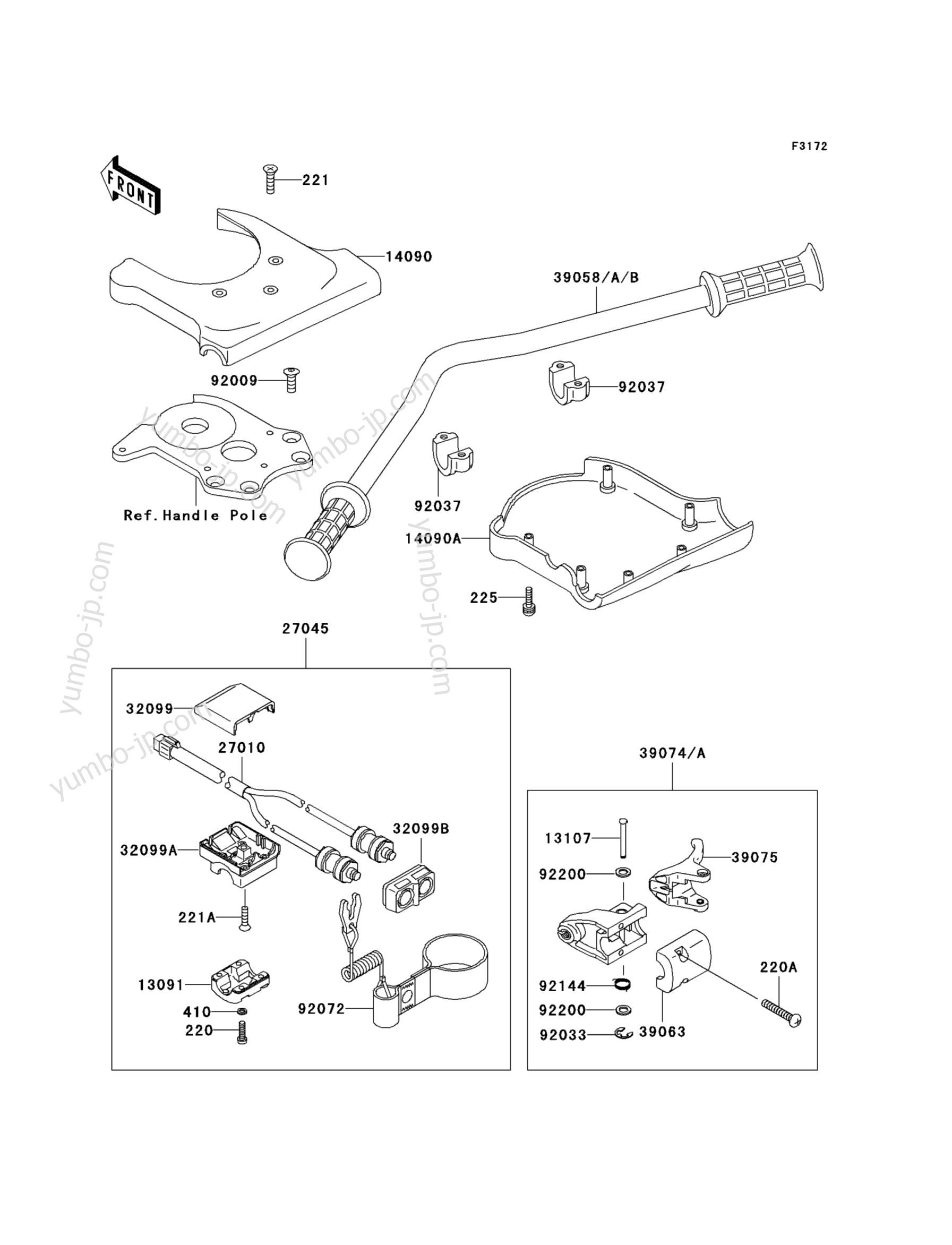 Румпель (рукоятка управления) для гидроциклов KAWASAKI JET SKI 750 SXI PRO (JS750-C4) 2001 г.