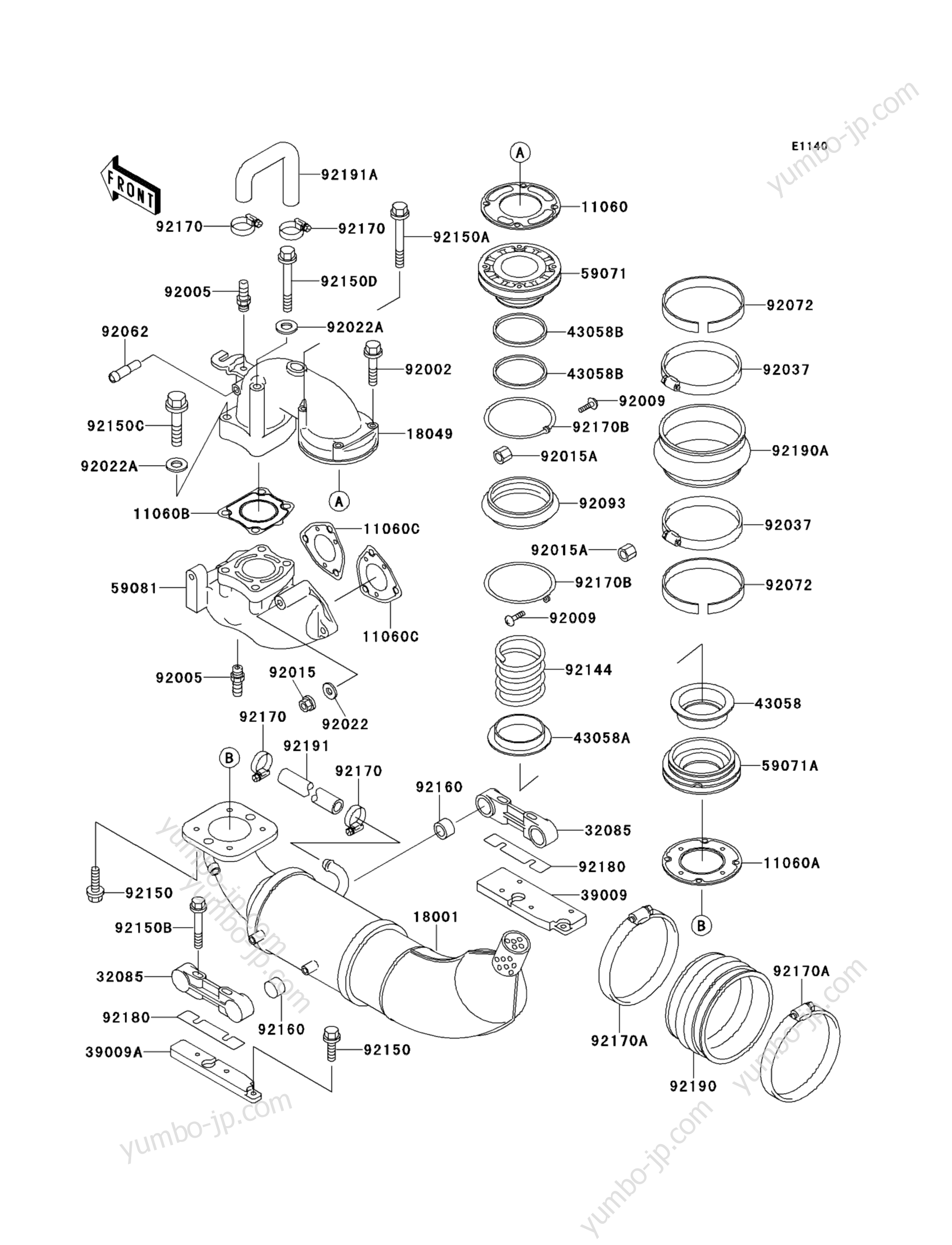 Muffler(s) для гидроциклов KAWASAKI JET SKI SUPER SPORTS XI (JH750-F2) 1997 г.
