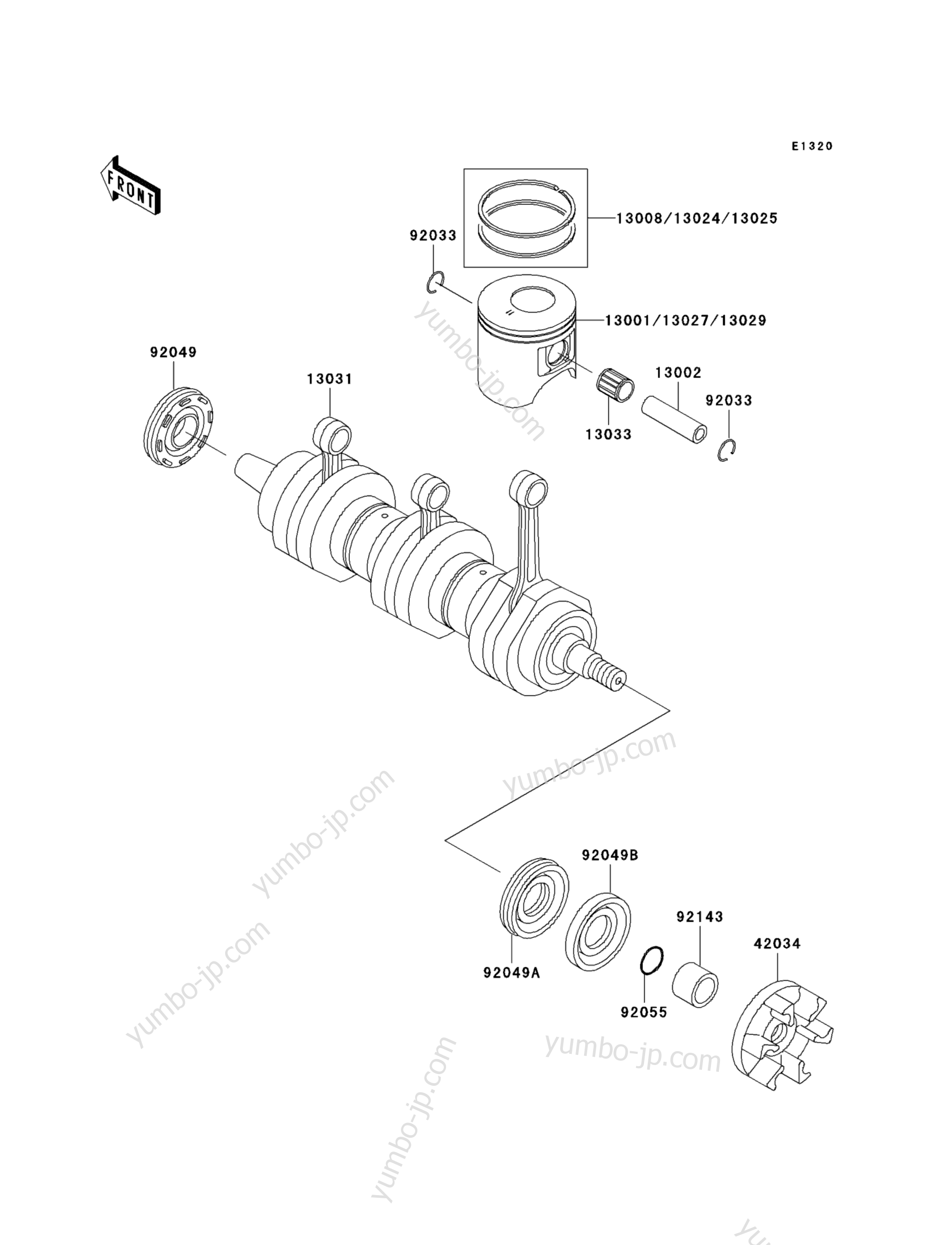Crankshaft/Piston(s) для гидроциклов KAWASAKI JET SKI ULTRA 130 D.I. (JH1100-B4) 2004 г.