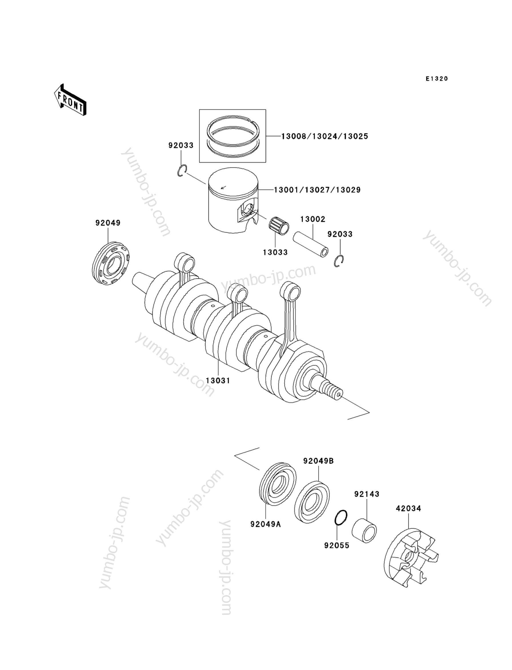 Crankshaft/Piston(s) для гидроциклов KAWASAKI JET SKI 900 STX (JT900-D1) 2003 г.
