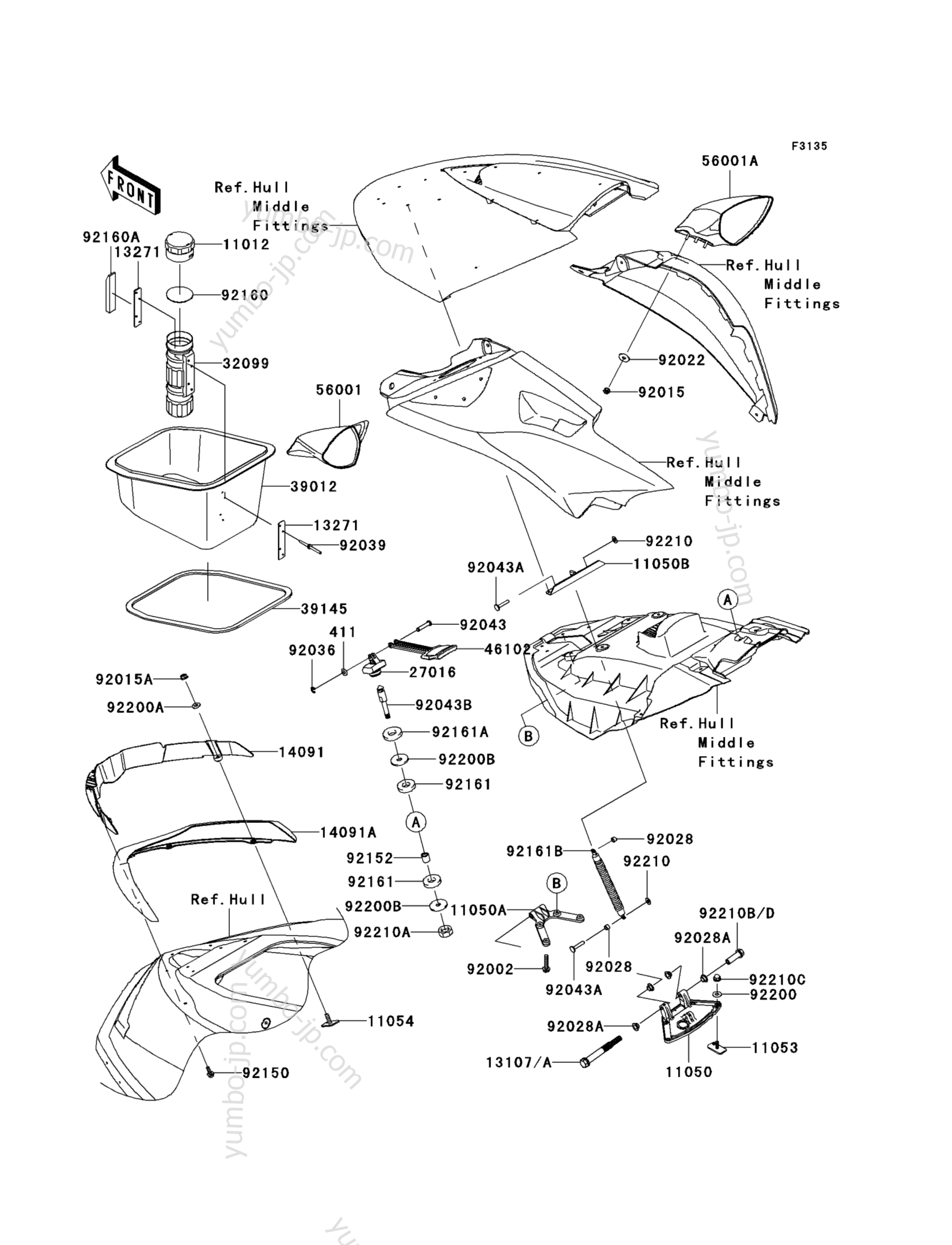 Hull Front Fittings для гидроциклов KAWASAKI JET SKI ULTRA LX (JT1500C7F) 2007 г.