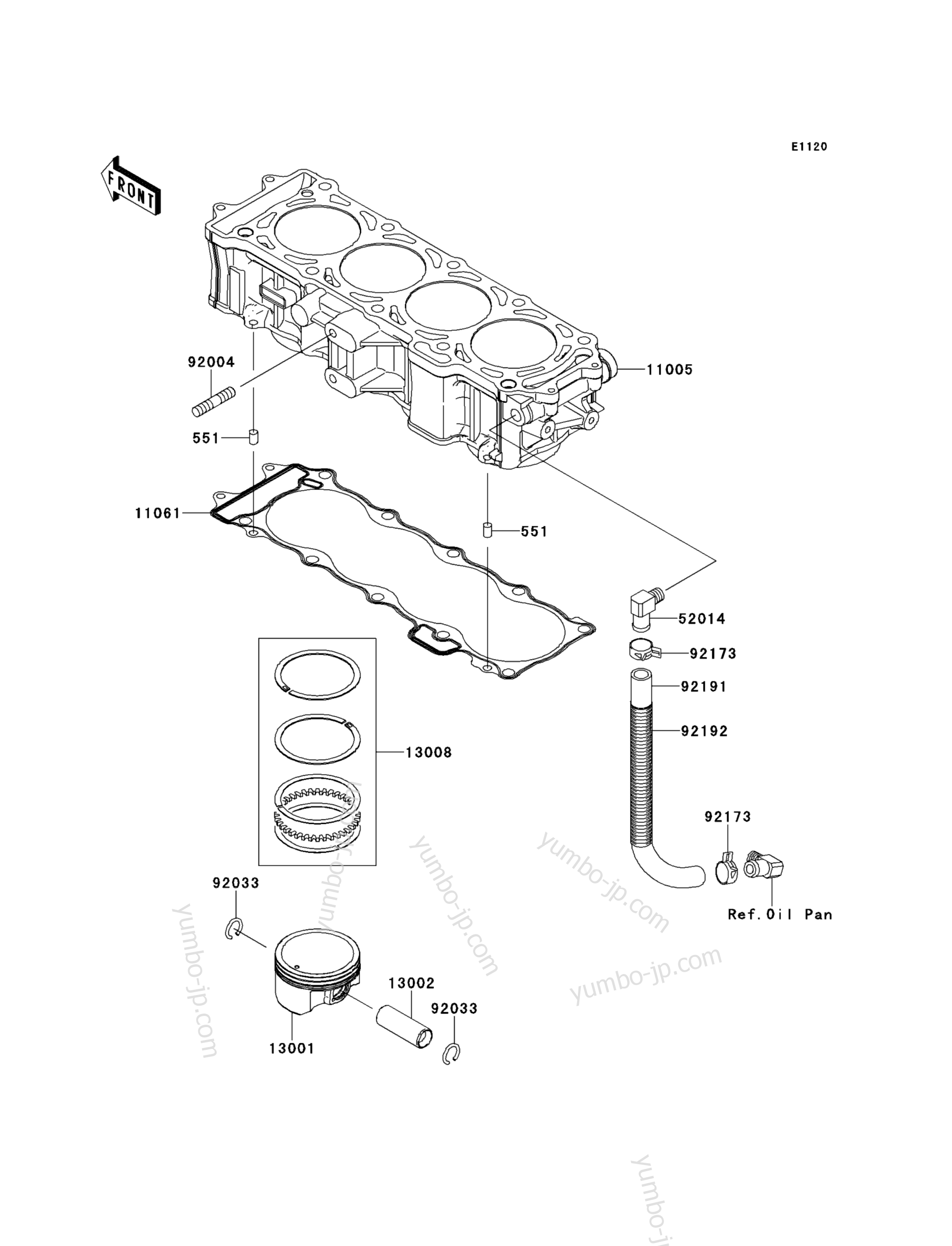 Cylinder/Piston(s) для гидроциклов KAWASAKI JET SKI ULTRA 300X (JT1500HDF) 2013 г.