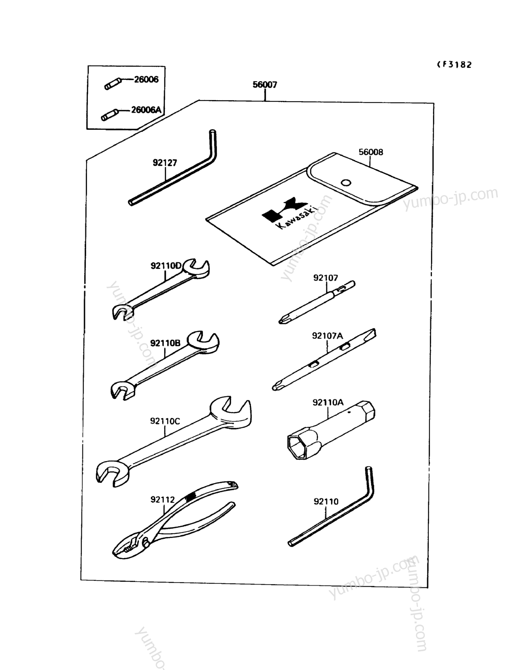 Набор инструментов для гидроциклов KAWASAKI JET MATE (JB650-A4) 1992 г.