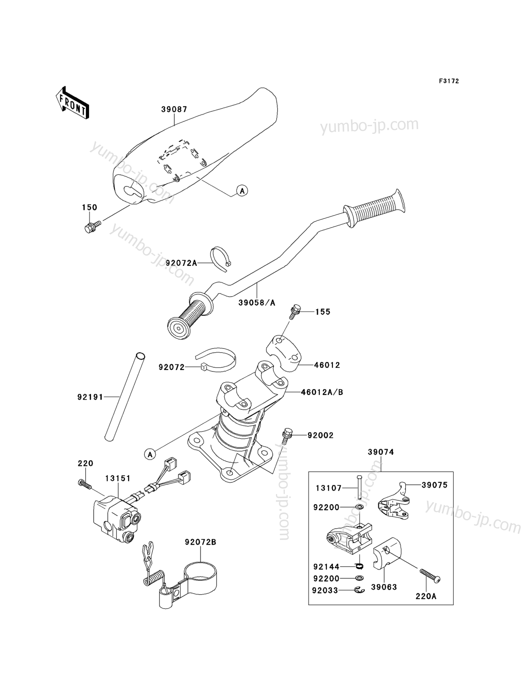 Румпель (рукоятка управления) для гидроциклов KAWASAKI JET SKI 900ZXI (JH900-A2) 1996 г.