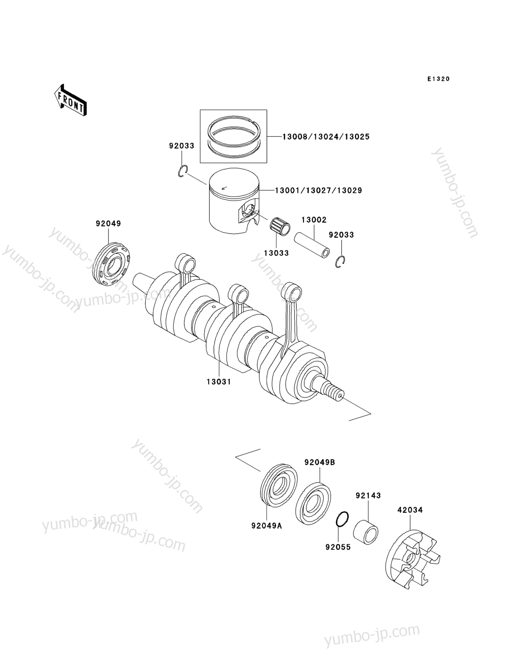 Crankshaft/Piston(s) для гидроциклов KAWASAKI JET SKI 900 STX (JT900-C2) 2002 г.