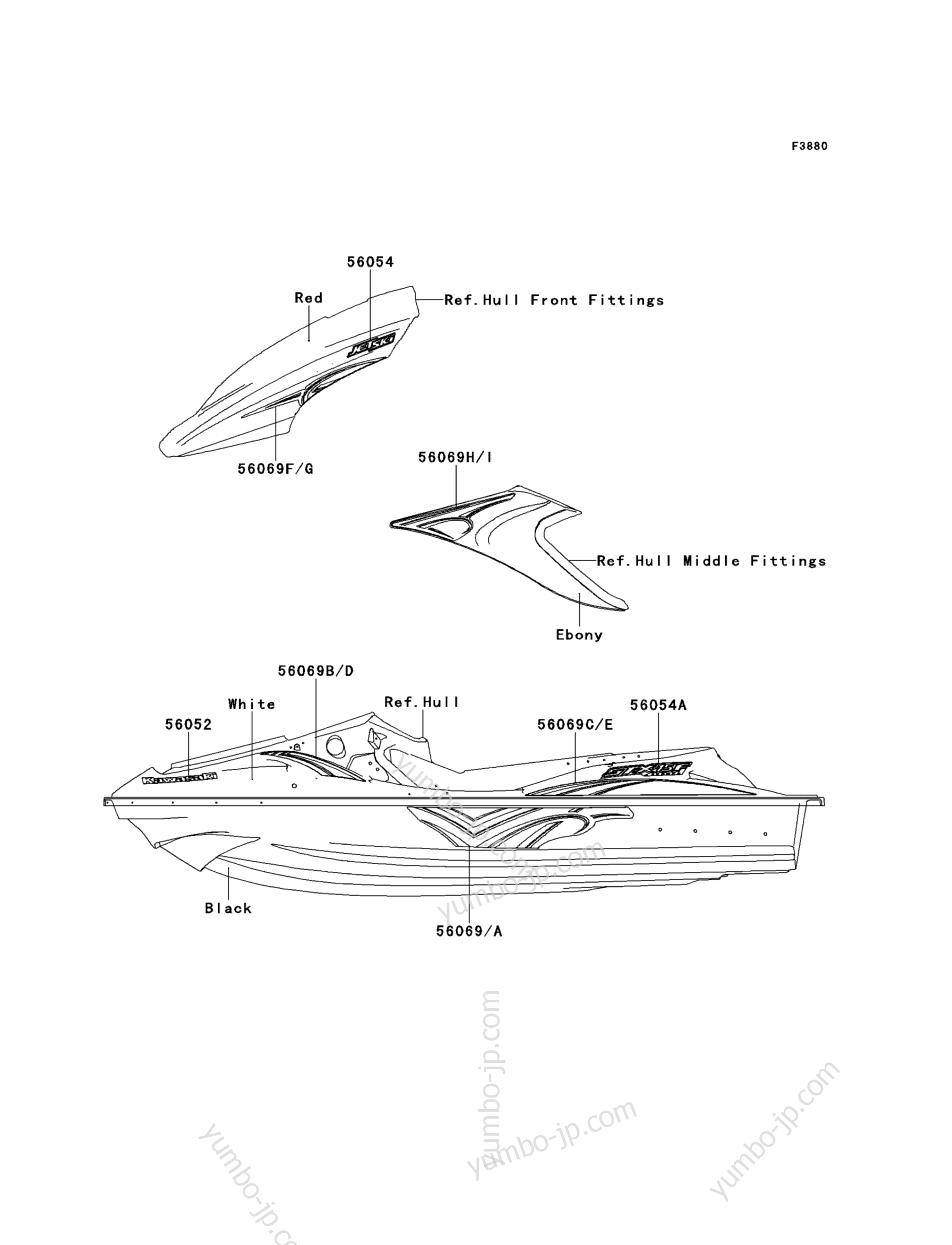 Decals(ABF) for watercrafts KAWASAKI JET SKI STX-15F (JT1500ABF) 2011 year