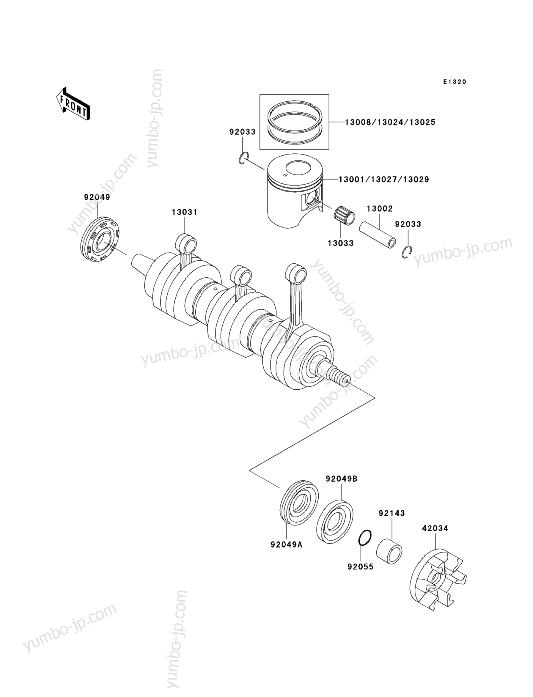 Crankshaft/Piston(s) для гидроциклов KAWASAKI JET SKI 1100 STX D.I. (JT1100-F1) 2001 г.