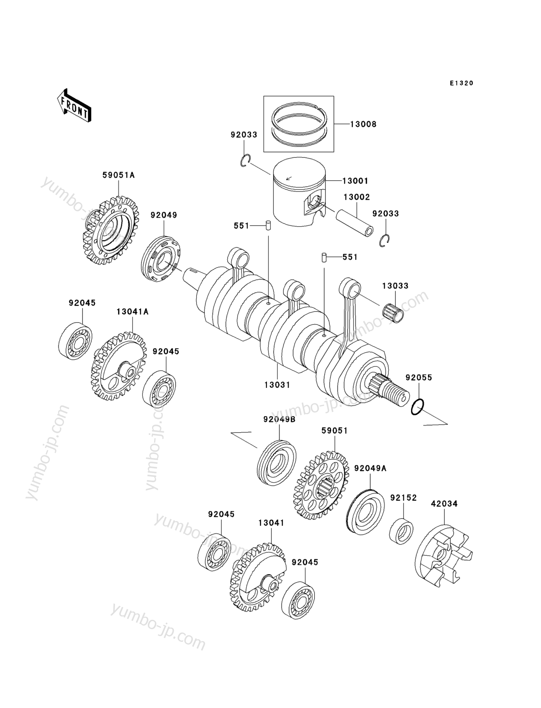 Crankshaft/Piston(s) для гидроциклов KAWASAKI JET SKI 1200 STX-R (JT1200-C2) 2005 г.