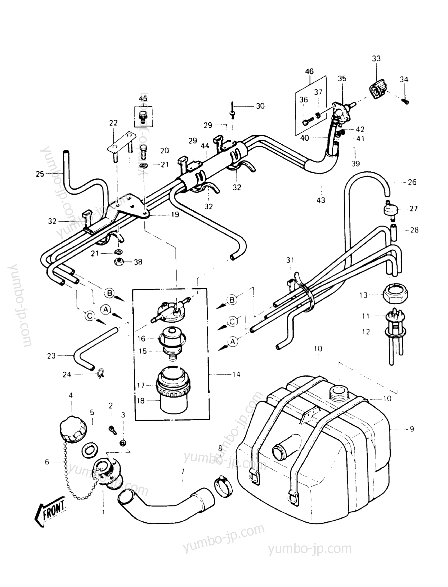 Топливный бак для гидроциклов KAWASAKI JST SKI 440 (JS440-A11) 1987 г.