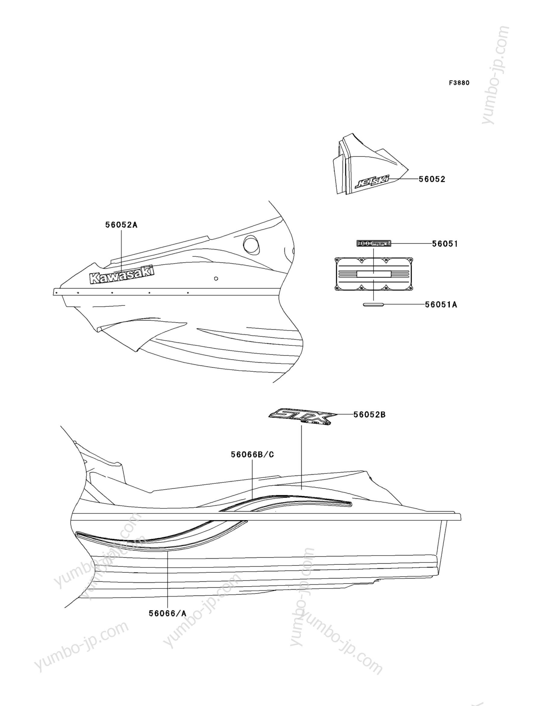 DECALS for watercrafts KAWASAKI JET SKI 900 STX (JT900-D1) 2003 year