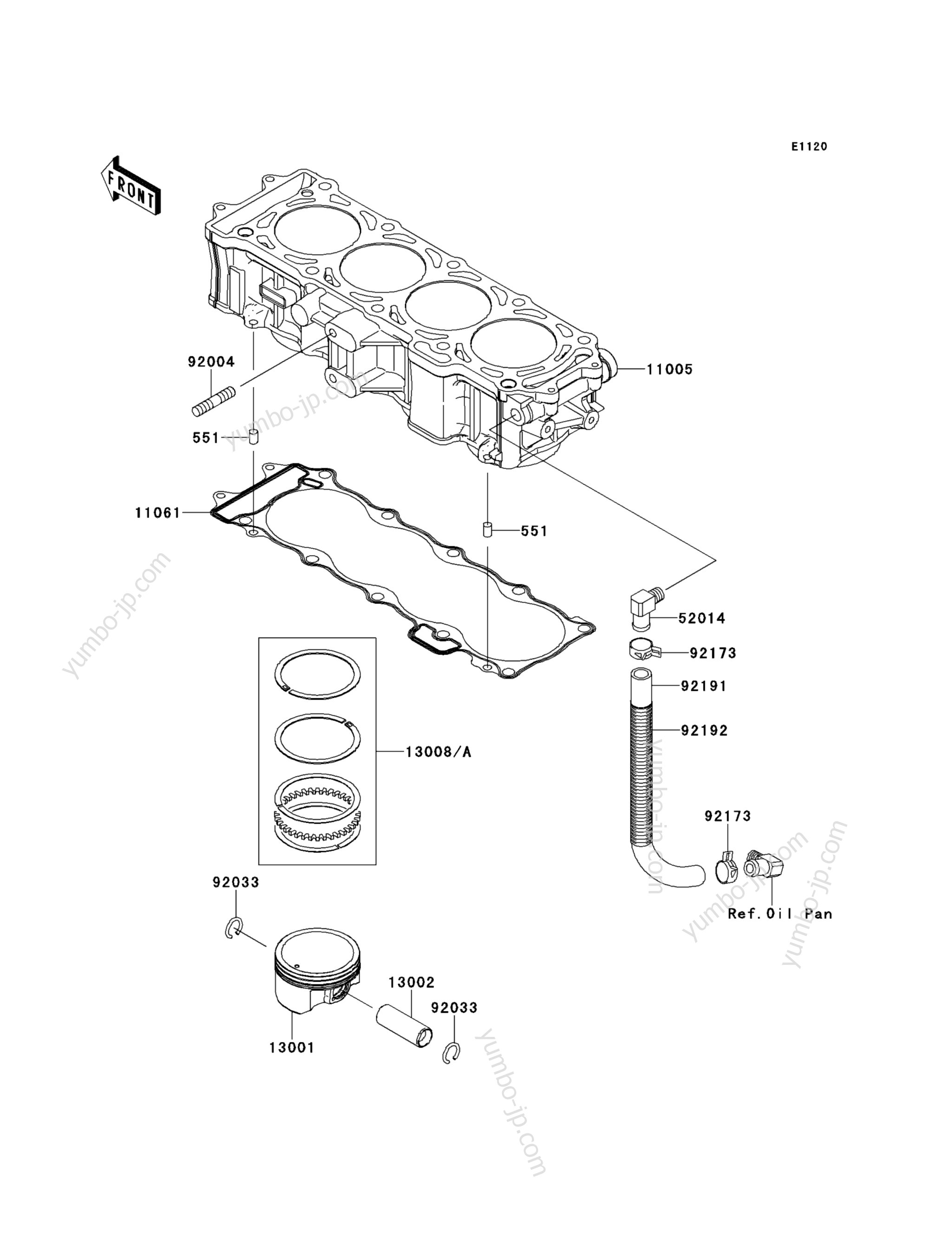 Cylinder/Piston(s) для гидроциклов KAWASAKI JET SKI ULTRA 300LX (JT1500JDF) 2013 г.