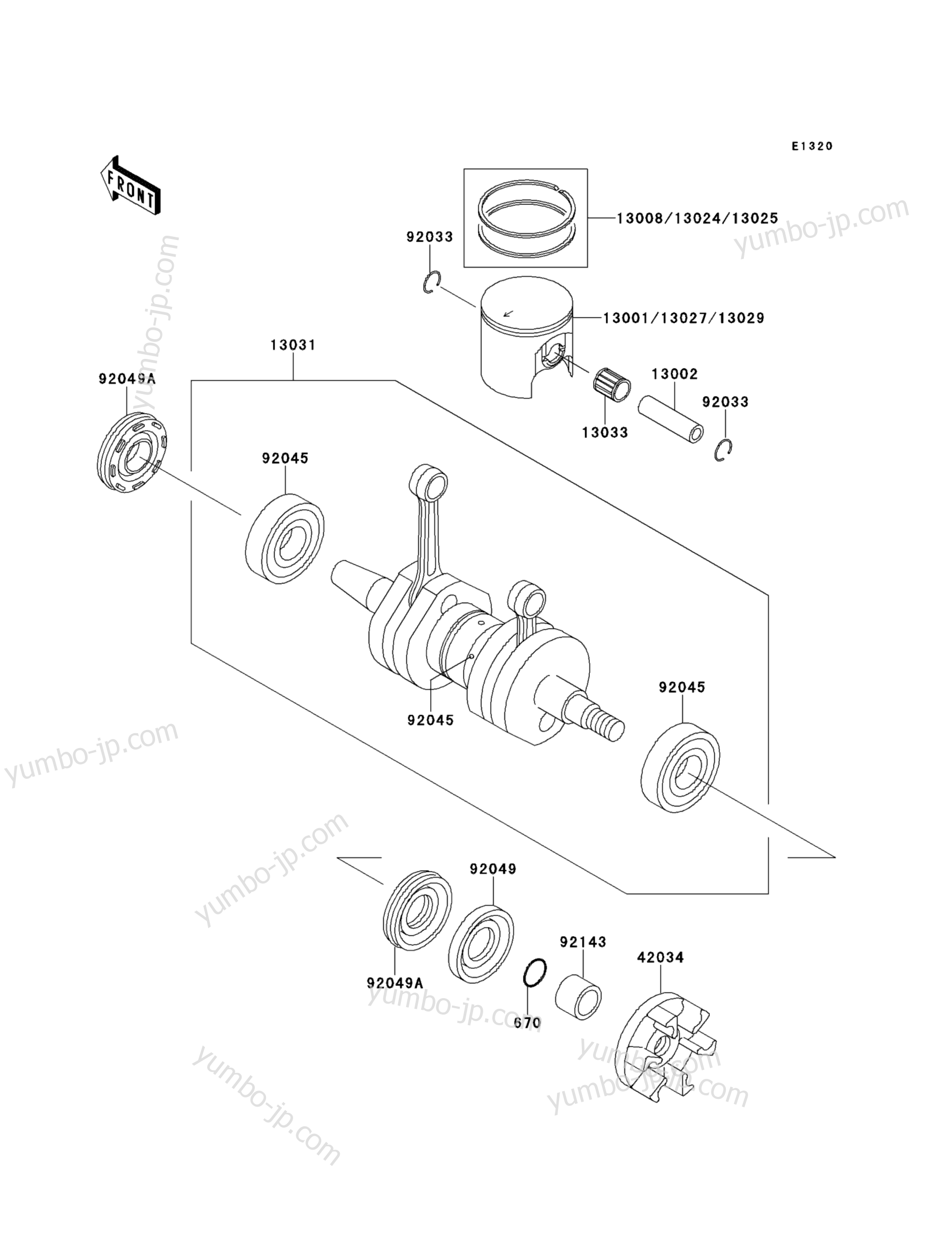 Crankshaft/Piston(s) для гидроциклов KAWASAKI JET SKI SUPER SPORTS XI (JH750-F1) 1996 г.