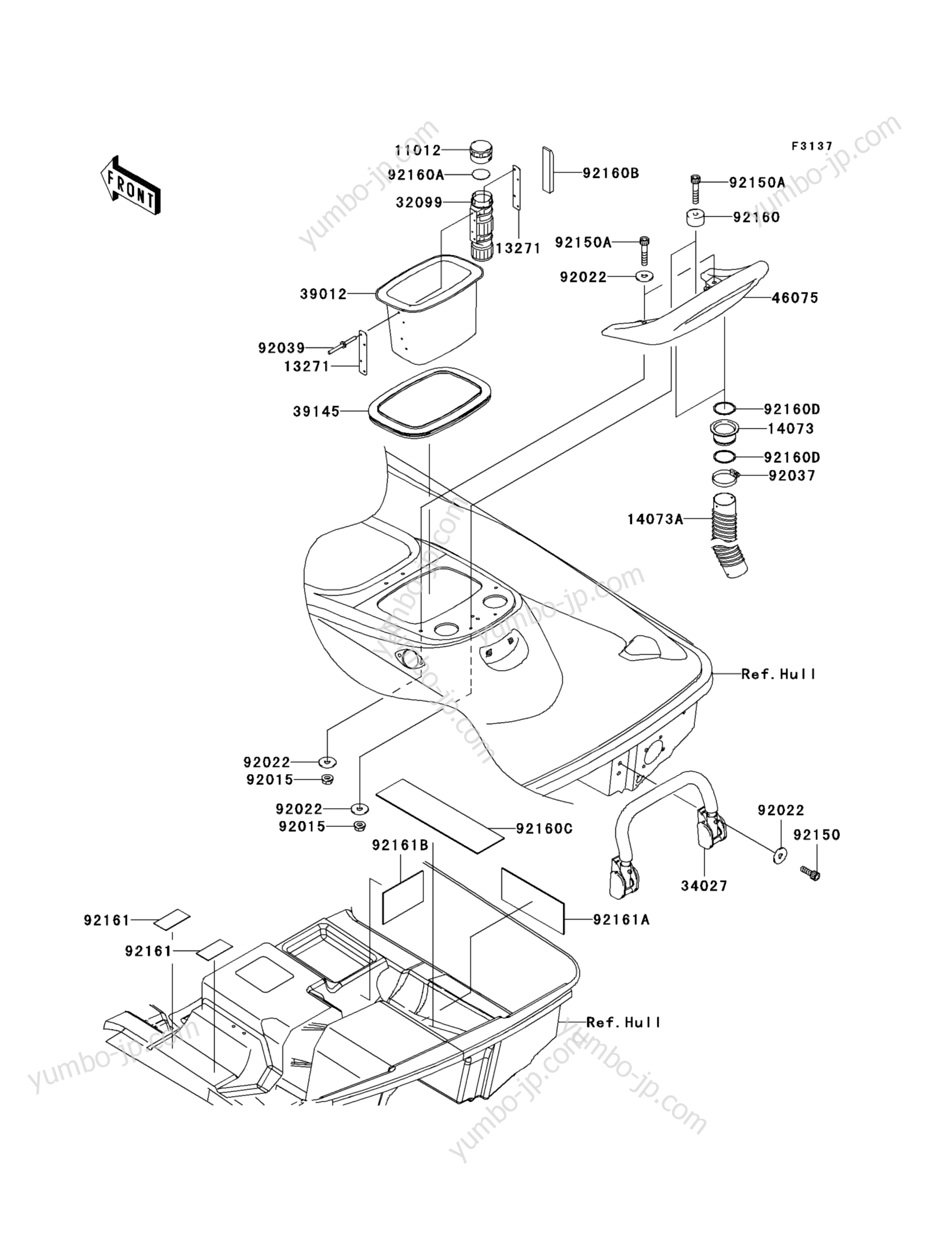 Hull Rear Fittings для гидроциклов KAWASAKI JET SKI STX-12F (JT1200-D1) 2005 г.