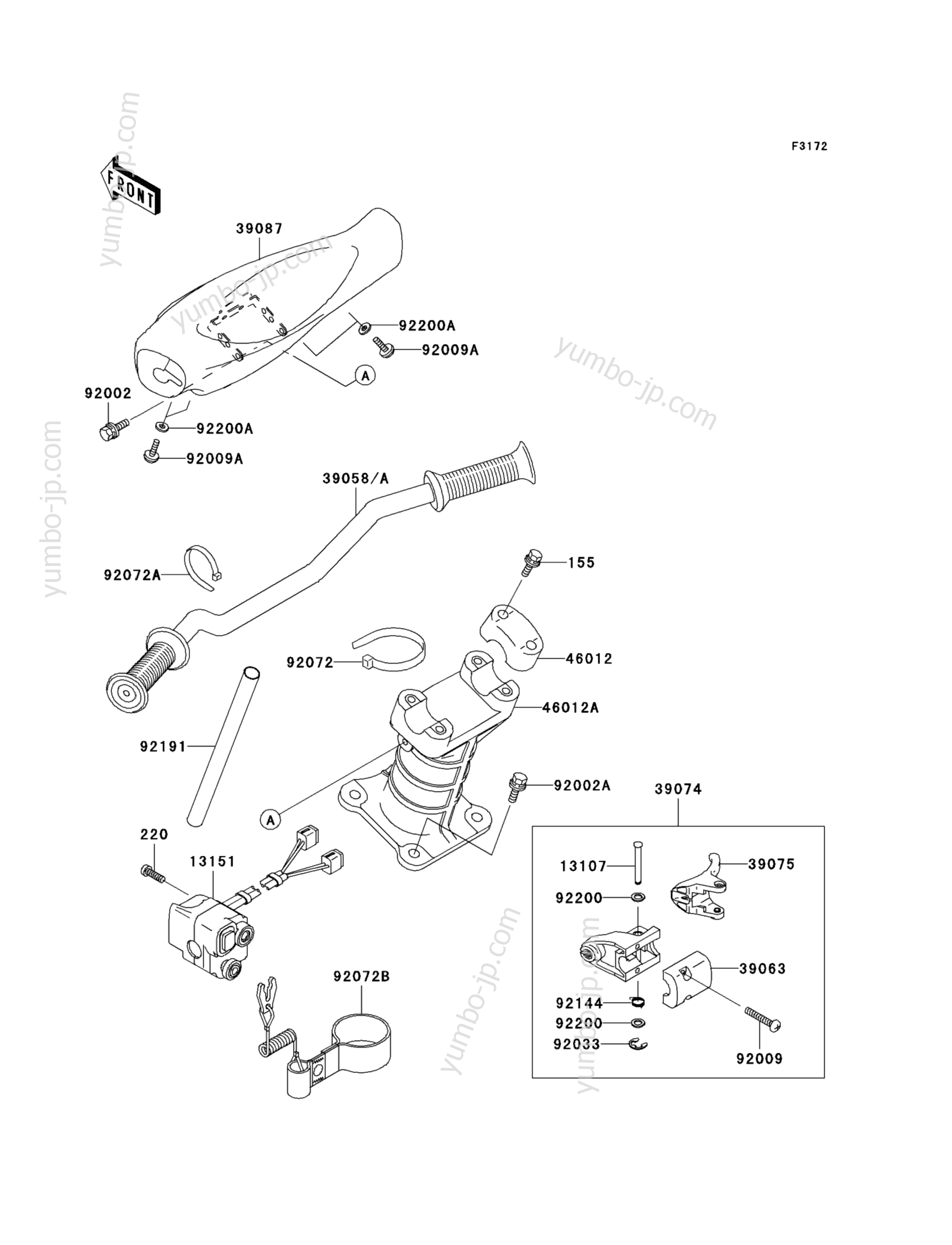 Румпель (рукоятка управления) для гидроциклов KAWASAKI JET SKI 1100 ZXI (JH1100-A8) 2003 г.