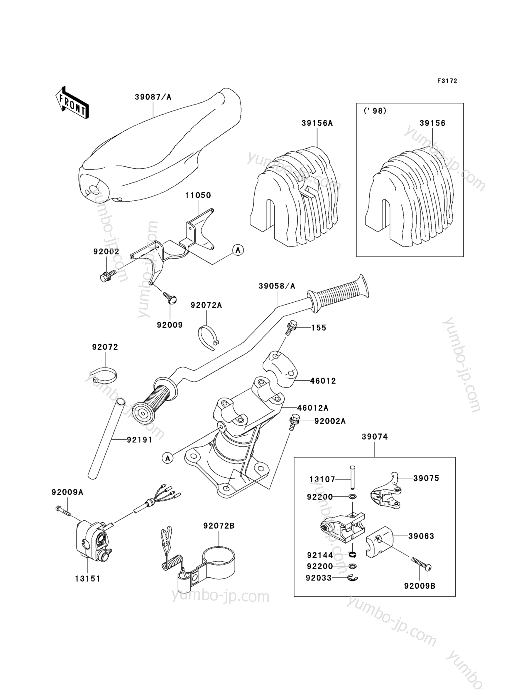 Румпель (рукоятка управления) для гидроциклов KAWASAKI JET SKI 1100 STX (JT1100-B1) 1998 г.