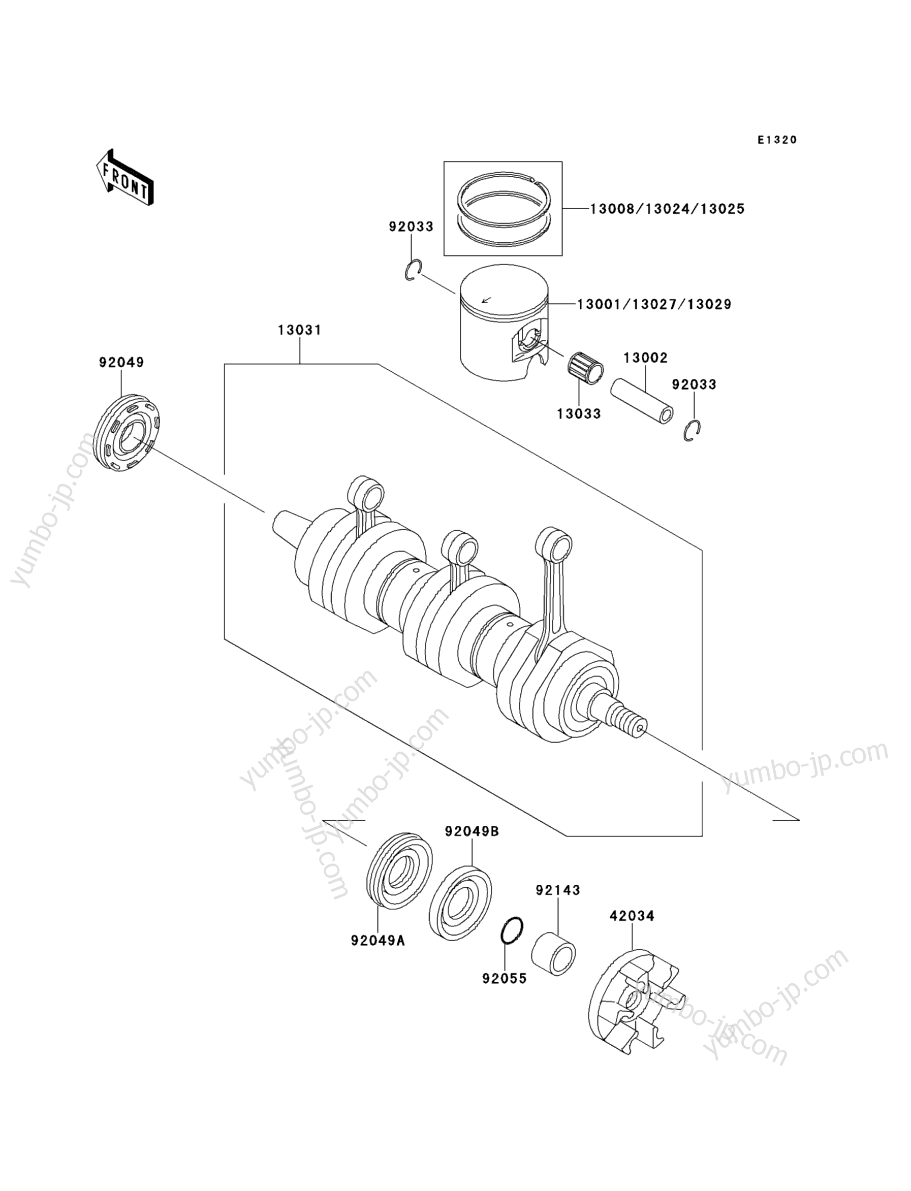 Crankshaft/Piston(s) для гидроциклов KAWASAKI JET SKI 1100 STX (JT1100-A1) 1997 г.