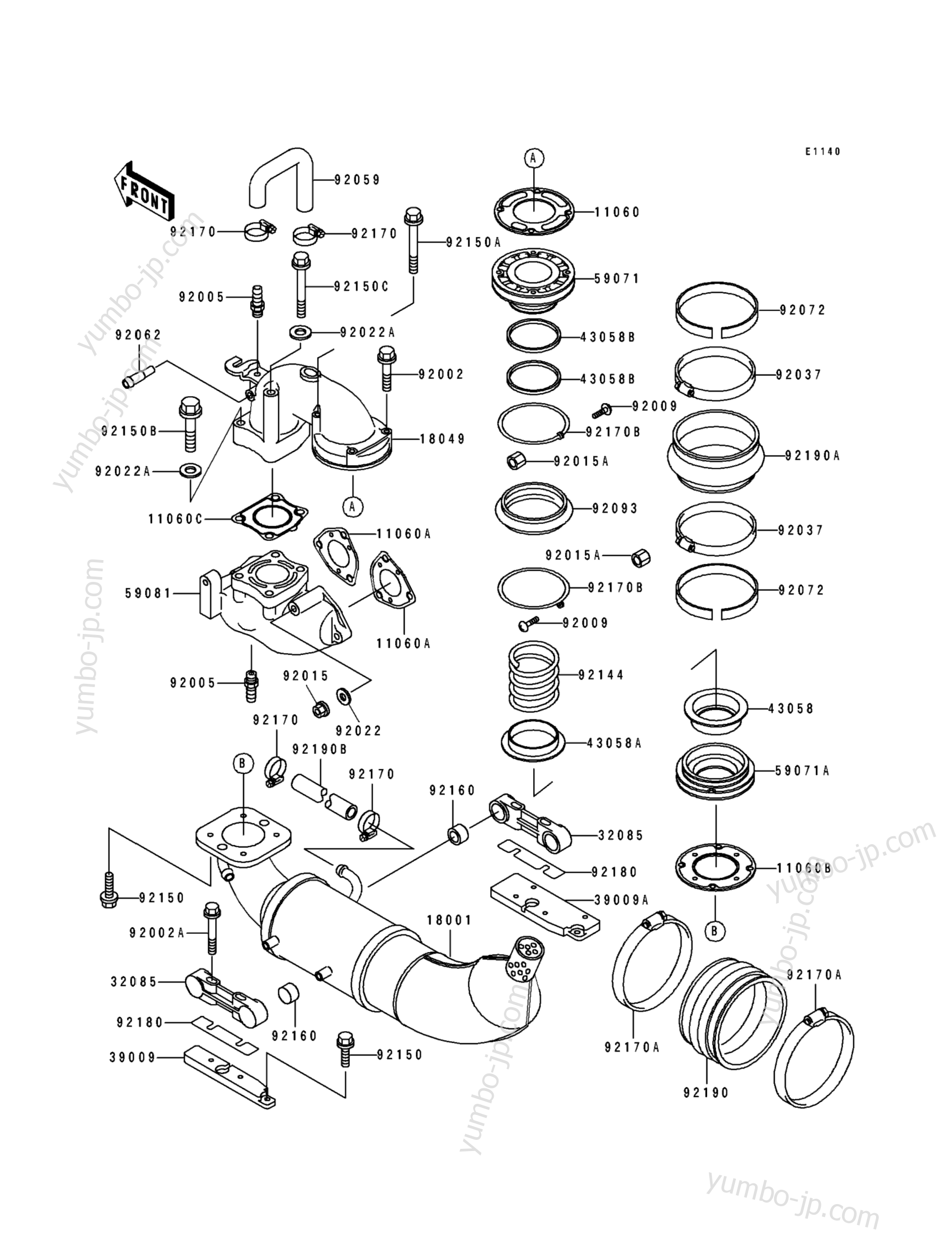Muffler(s) для гидроциклов KAWASAKI JET SKI SUPER SPORT XI (JH750-B3) 1995 г.