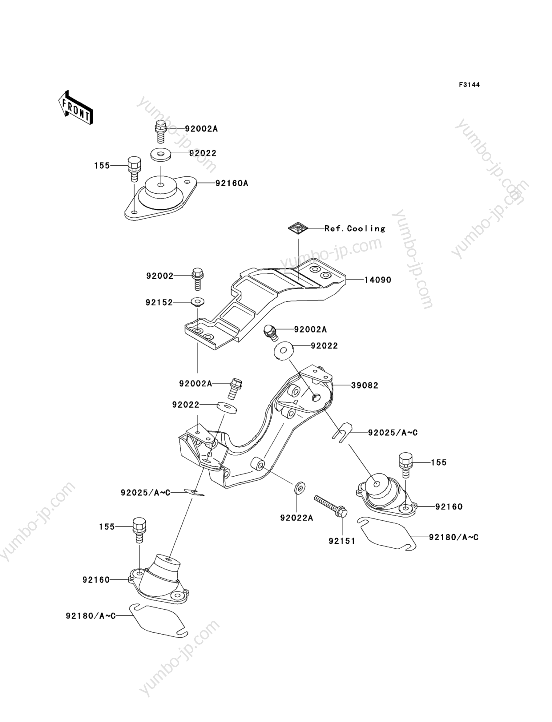 ENGINE MOUNT для гидроциклов KAWASAKI JET SKI ULTRA 150 (JH1200-A4) 2002 г.