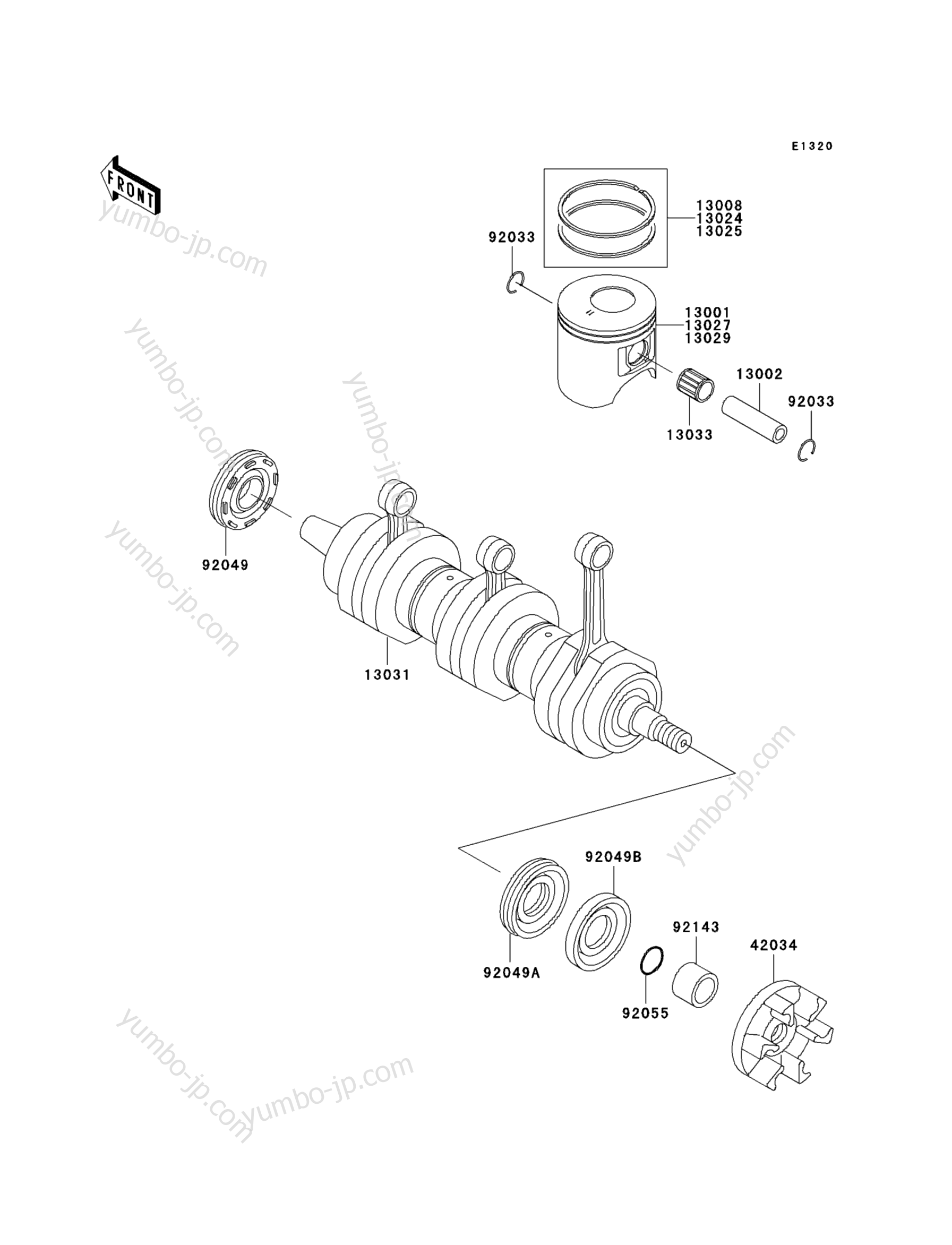 Crankshaft/Piston(s) для гидроциклов KAWASAKI JET SKI 1100 STX D.I. (JT1100-G1) 2003 г.