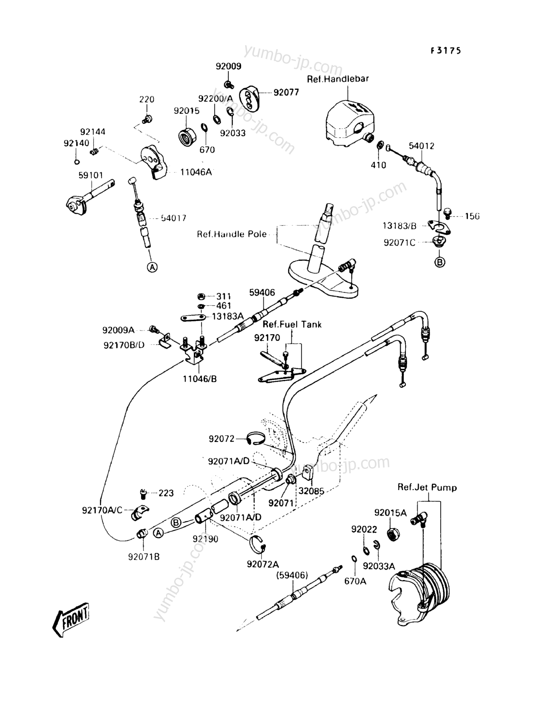 CABLES для гидроциклов KAWASAKI JET SKI TS (JF650-B1) 1989 г.