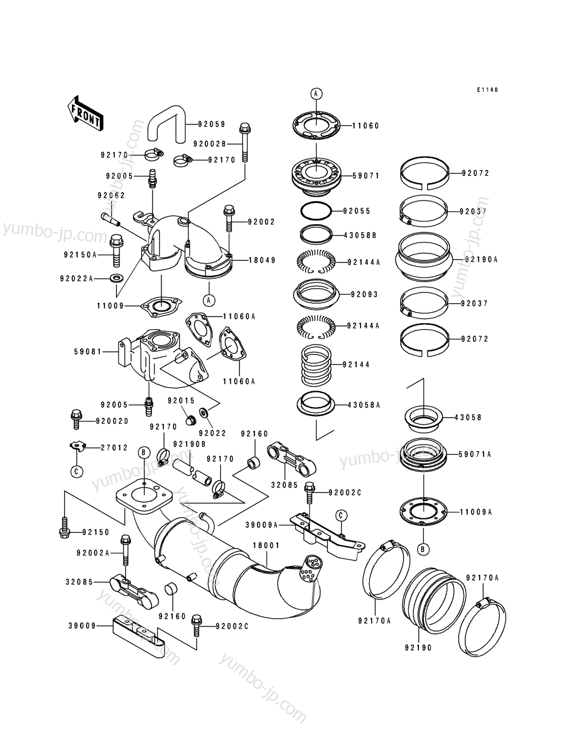 Muffler(s) для гидроциклов KAWASAKI JET SKI SC (JL650-A3) 1993 г.