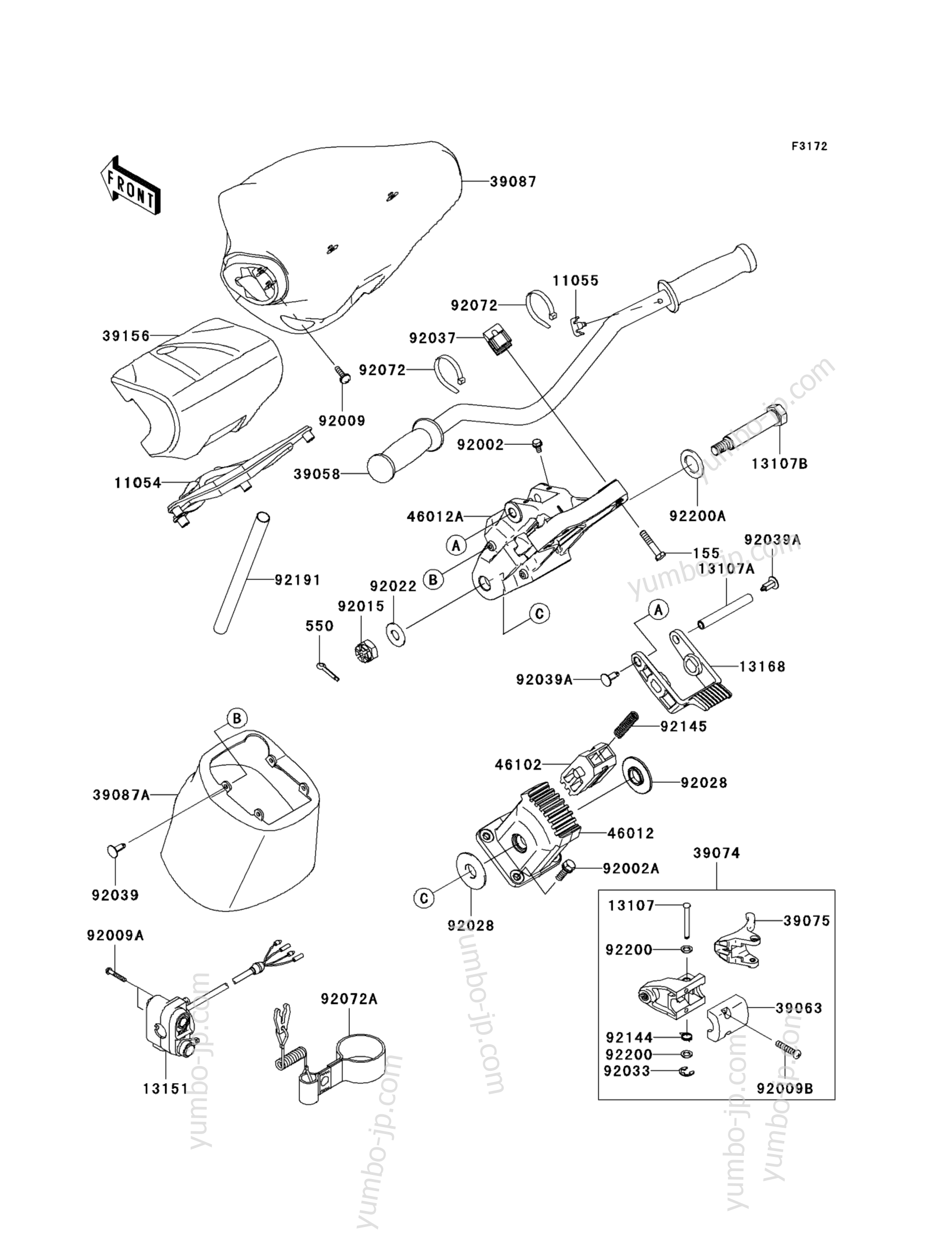 Румпель (рукоятка управления) для гидроциклов KAWASAKI JET SKI ULTRA LX (JT1500GAF) 2010 г.