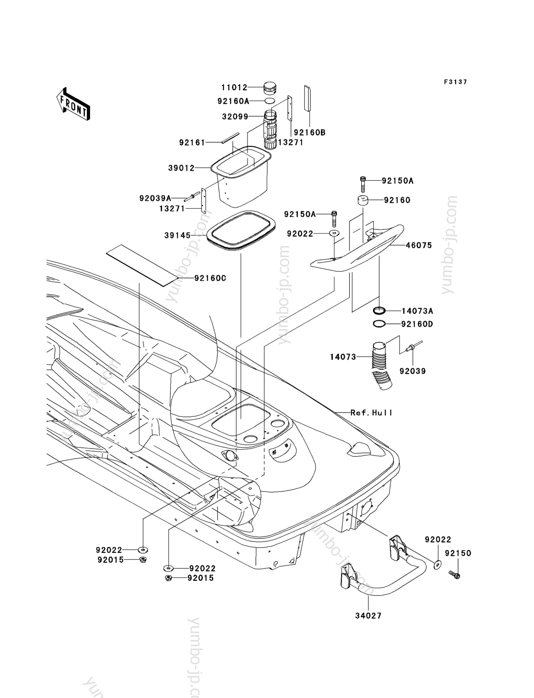 Hull Rear Fittings для гидроциклов KAWASAKI JET SKI 1100 STX D.I. (JT1100-G1) 2003 г.