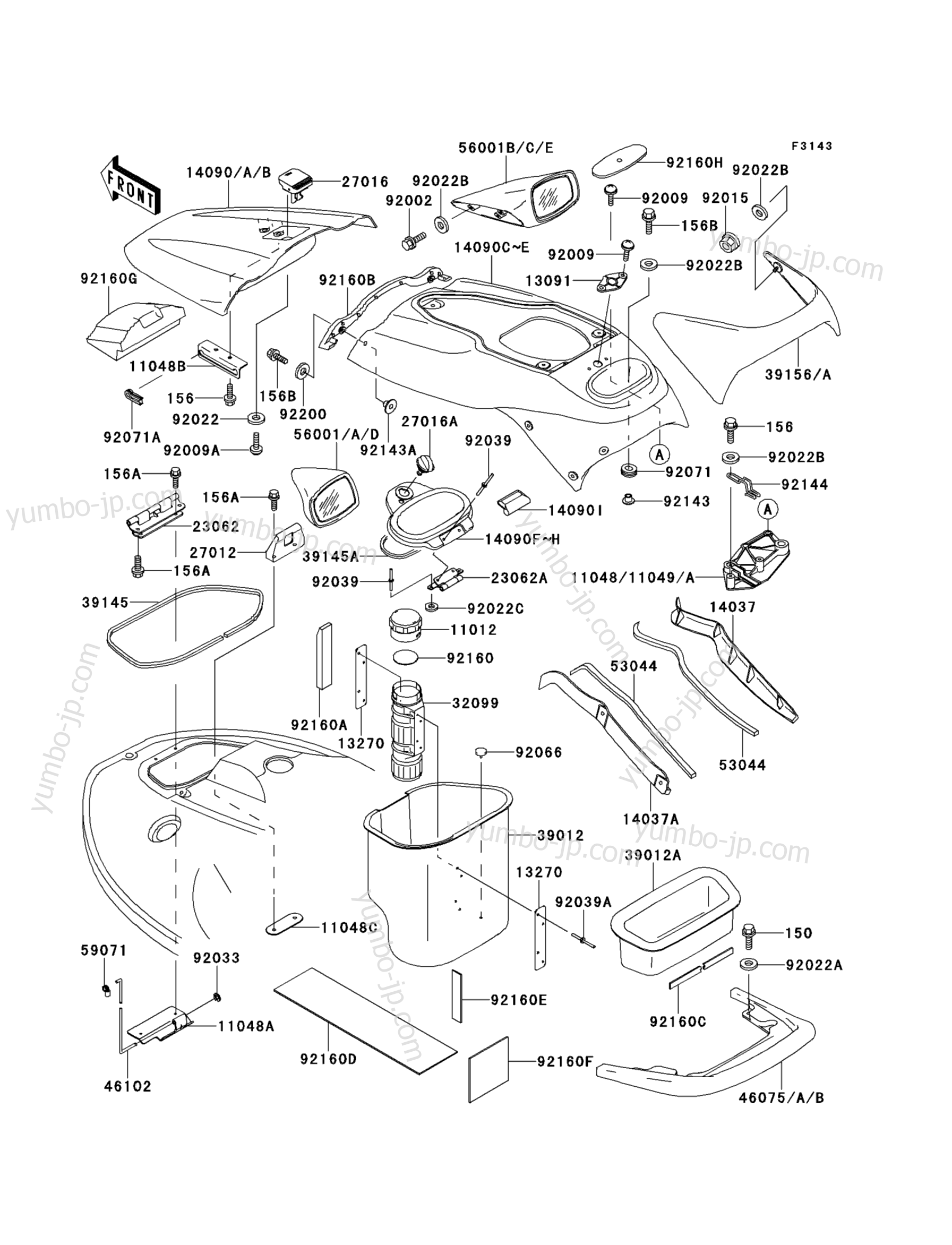 Hull Fittings(3/3) для гидроциклов KAWASAKI JET SKI 900ZXI (JH900-A1) 1995 г.