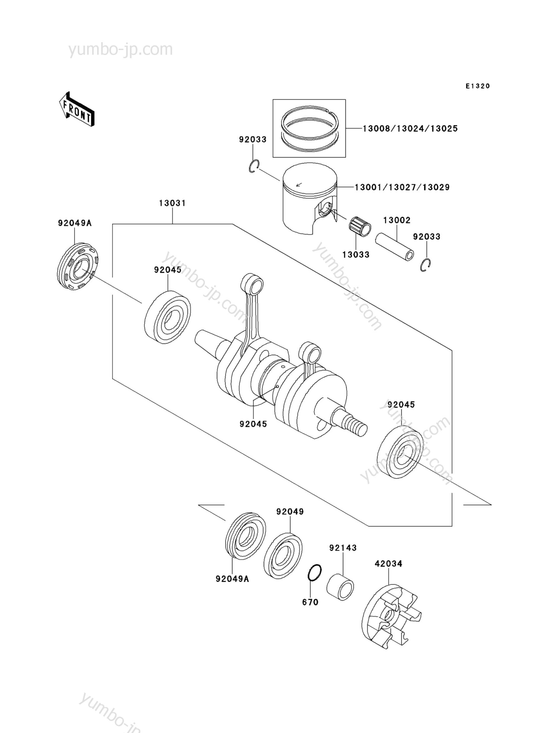 Crankshaft/Piston(s) для гидроциклов KAWASAKI JET SKI SS (JH750-E1) 1996 г.
